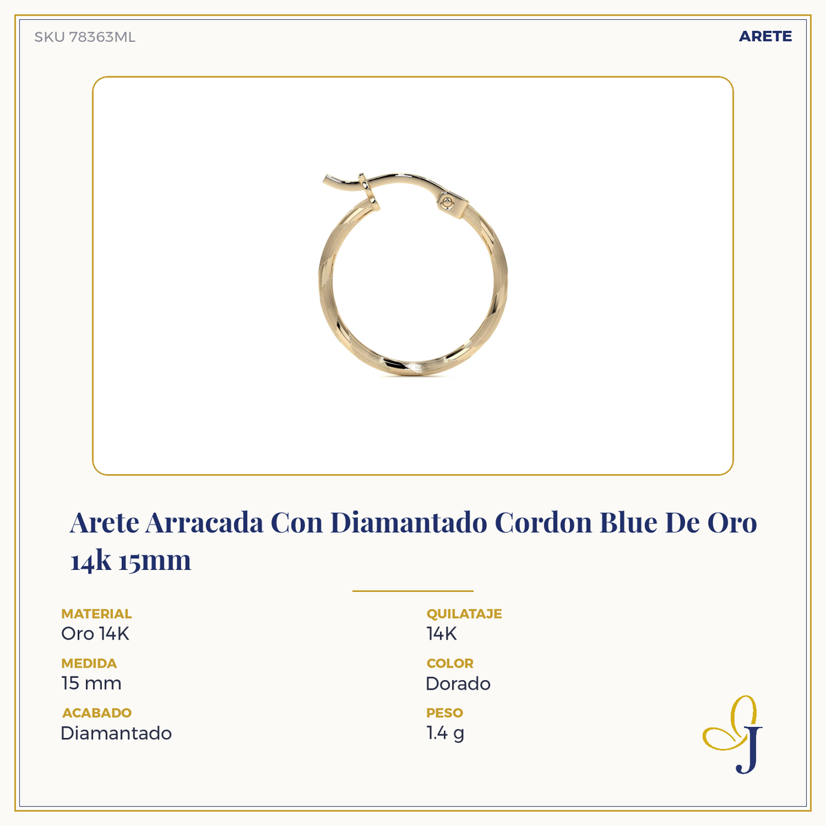 Diamond-Cut Rope Blue Gold Hoop Earring