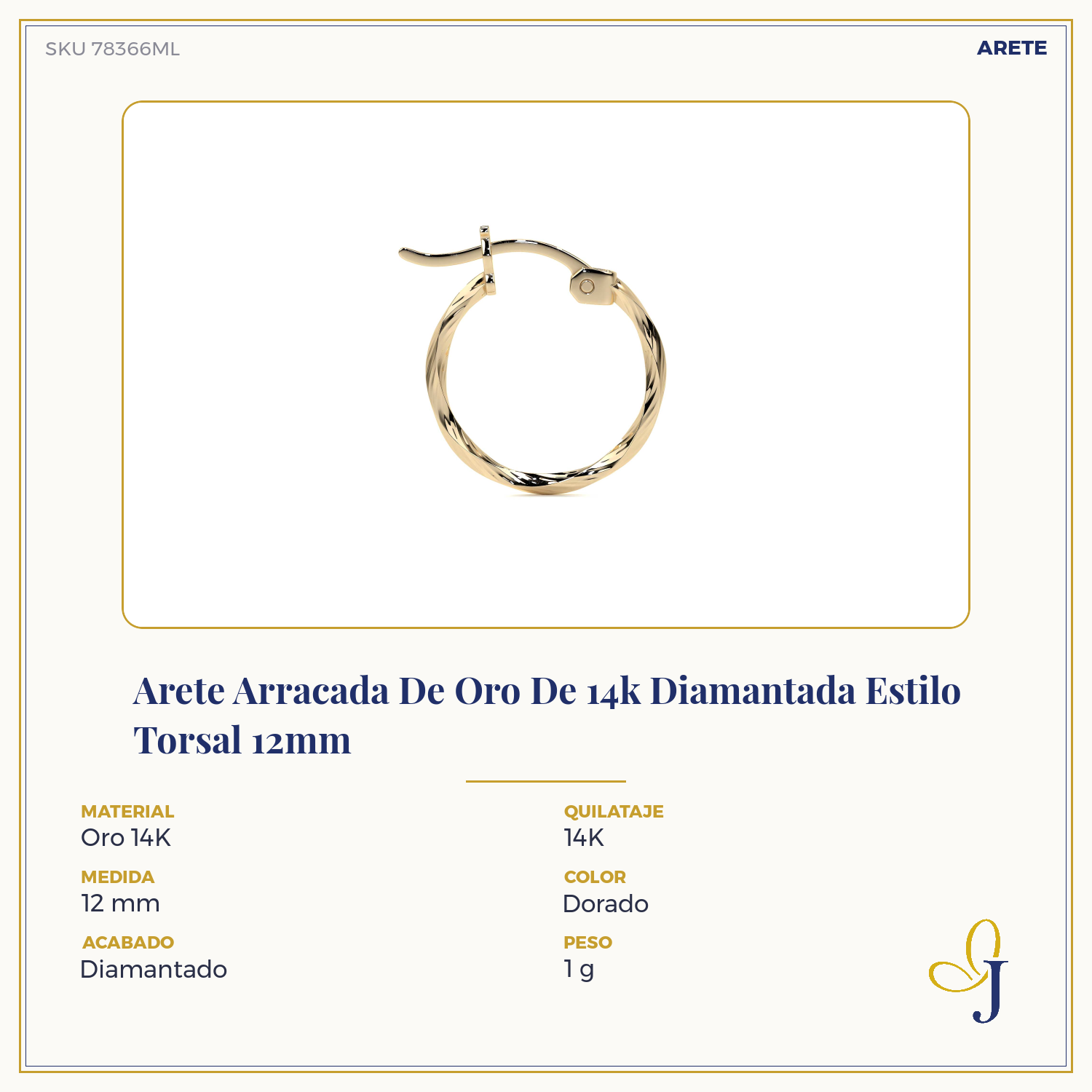 14k Gold Diamond-Cut Twisted Hoop Earring