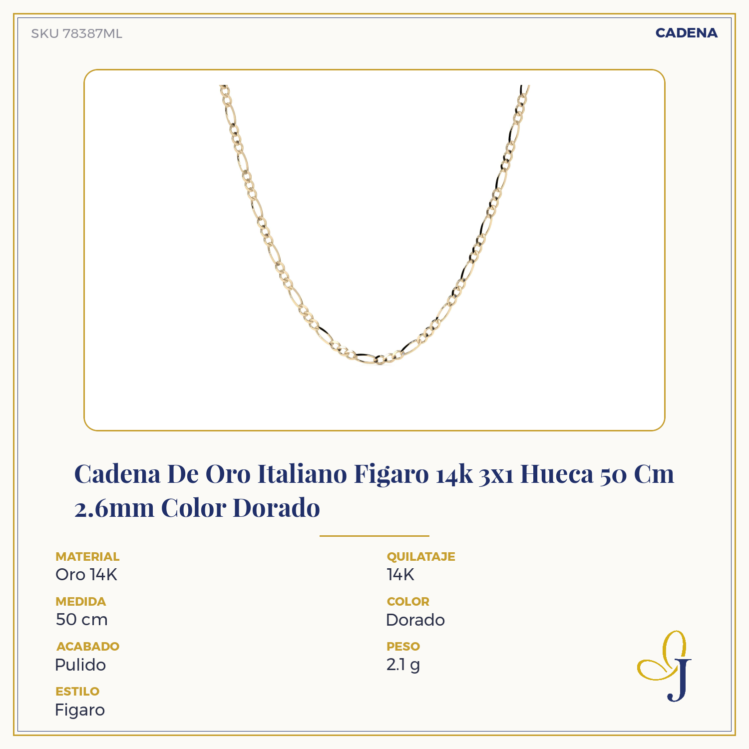 14K Gold Hollow Figaro 3+1 Chain for Men and Women | Italian Necklace 2.6mm with Lobster Clasp | 40 to 60 cm