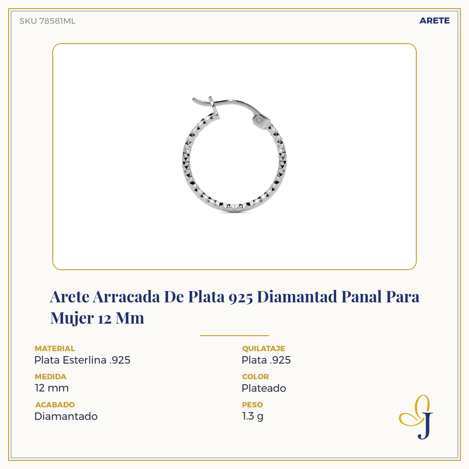 Sterling Silver .925 Diamond-Cut Honeycomb Arracada Hoop Earring for Women