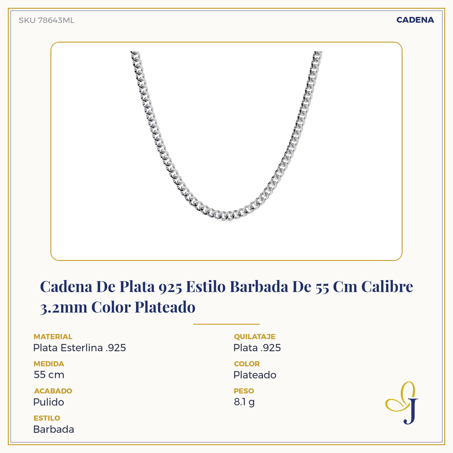 925 Sterling Silver Curb Chain, 3.2mm Gauge, in 5 Colors