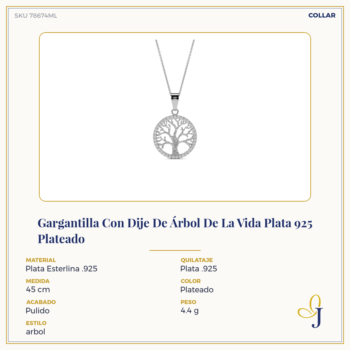 925 Sterling Silver Tree of Life Pendant Choker, Silver-Plated