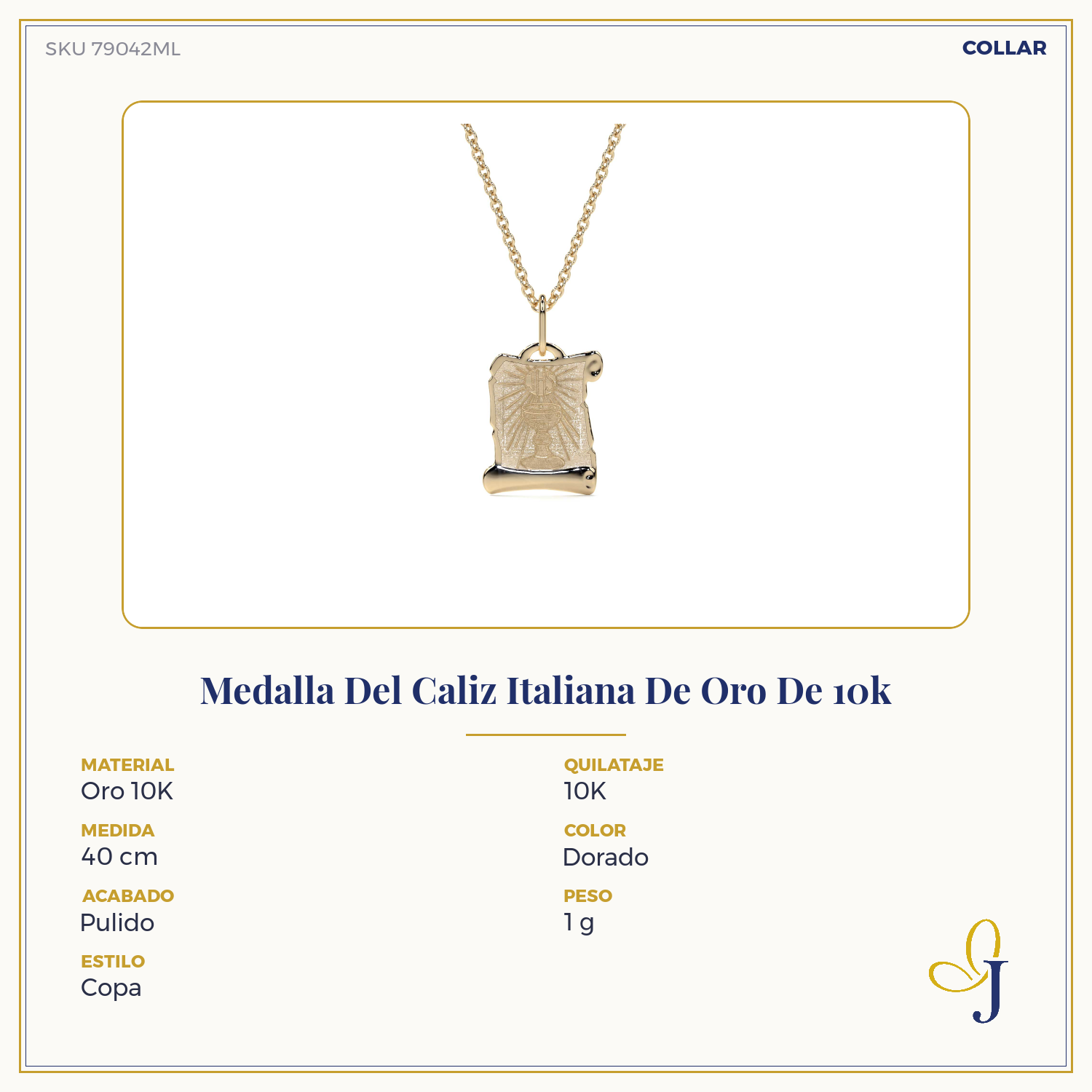 10K Gold Religious Holy Chalice Medal Charm | 12mm Italian Gold Charm | Fine Jewelry