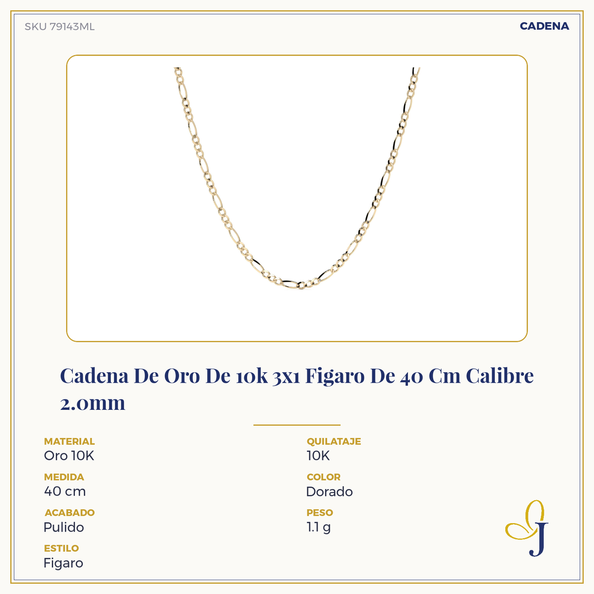 10K Gold Figaro 3+1 Hollow Chain Unisex | Italian Necklace 2.0mm with Spring Ring Clasp | 40-60 cm