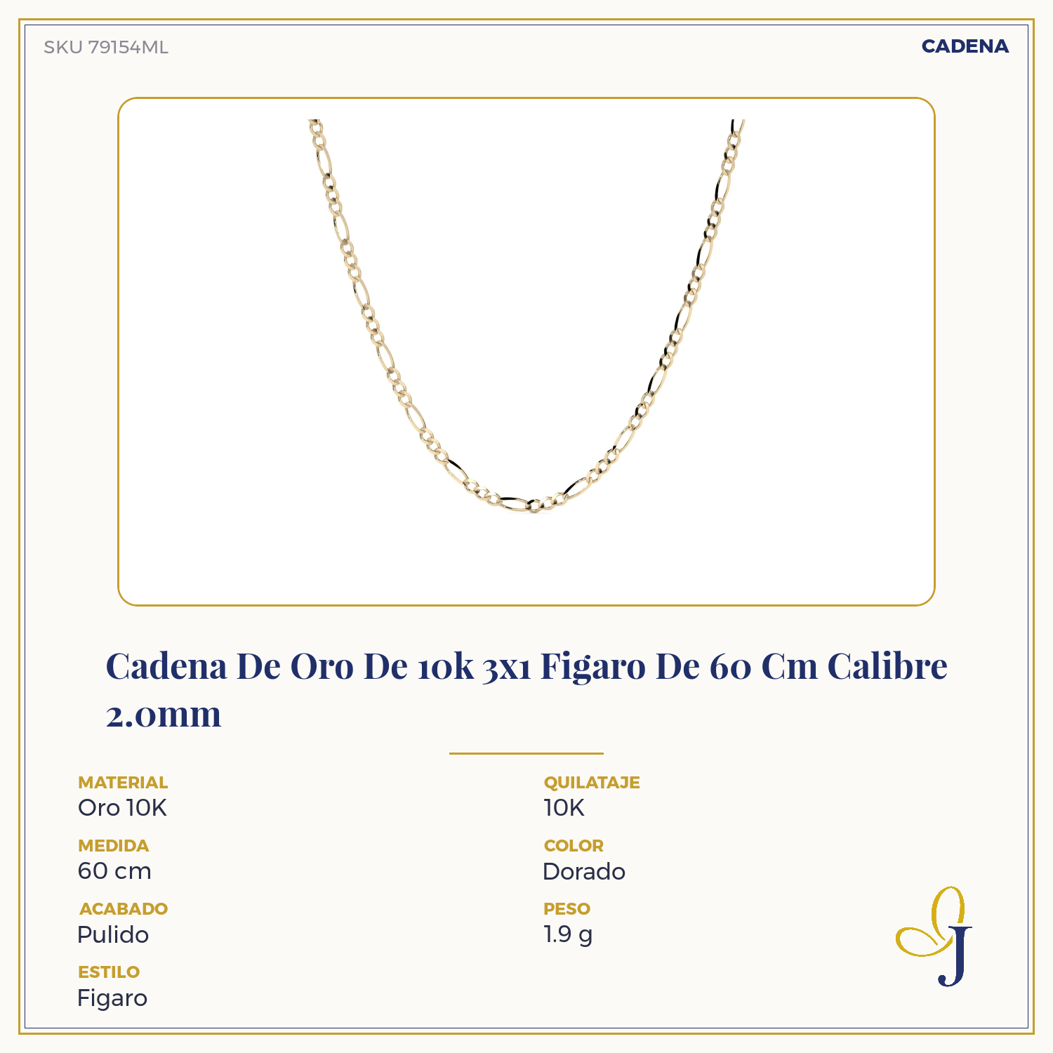 10K Gold Figaro 3+1 Hollow Chain Unisex | Italian Necklace 2.0mm with Spring Ring Clasp | 40-60 cm