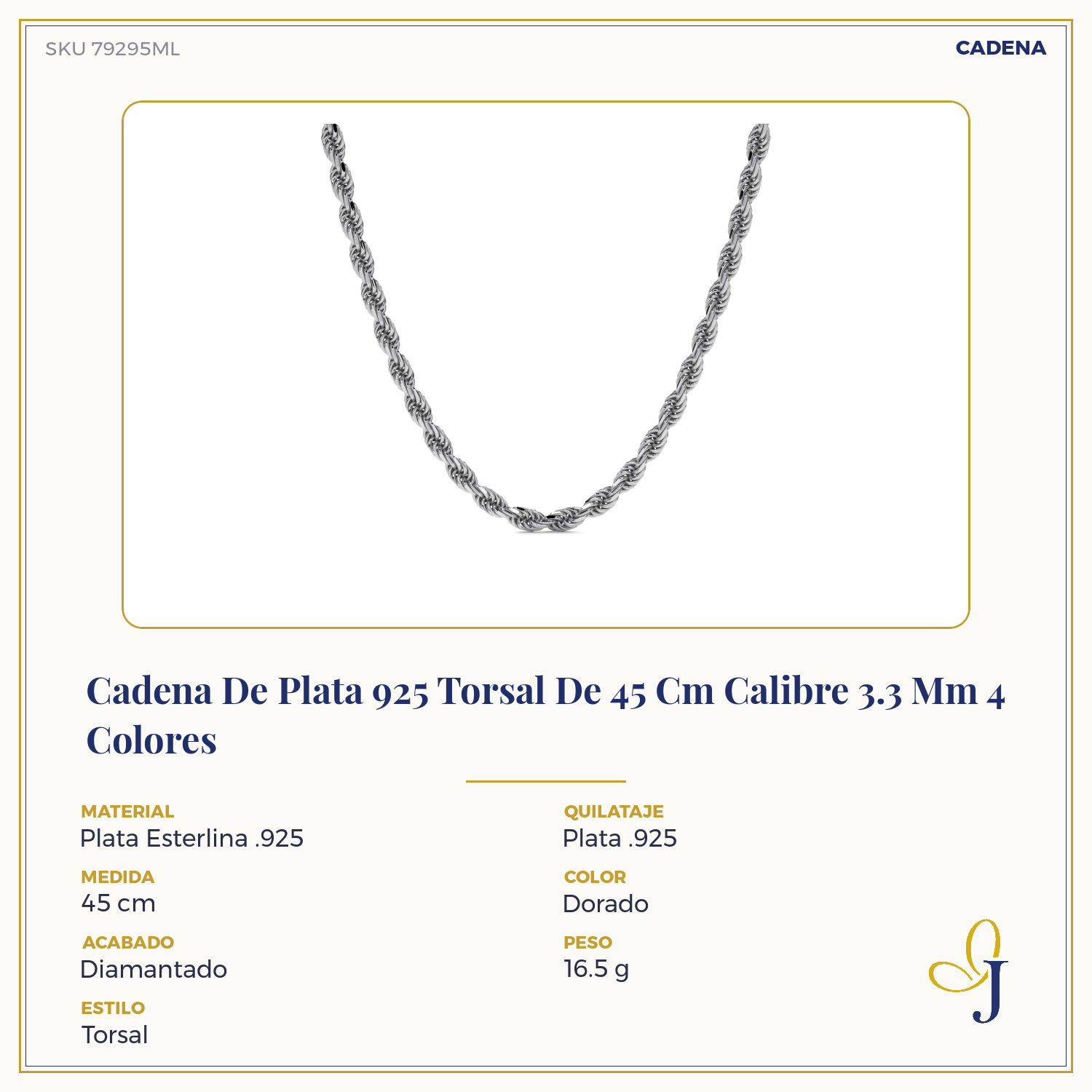 925 Sterling Silver Torsal Chain, 3.3mm Gauge
