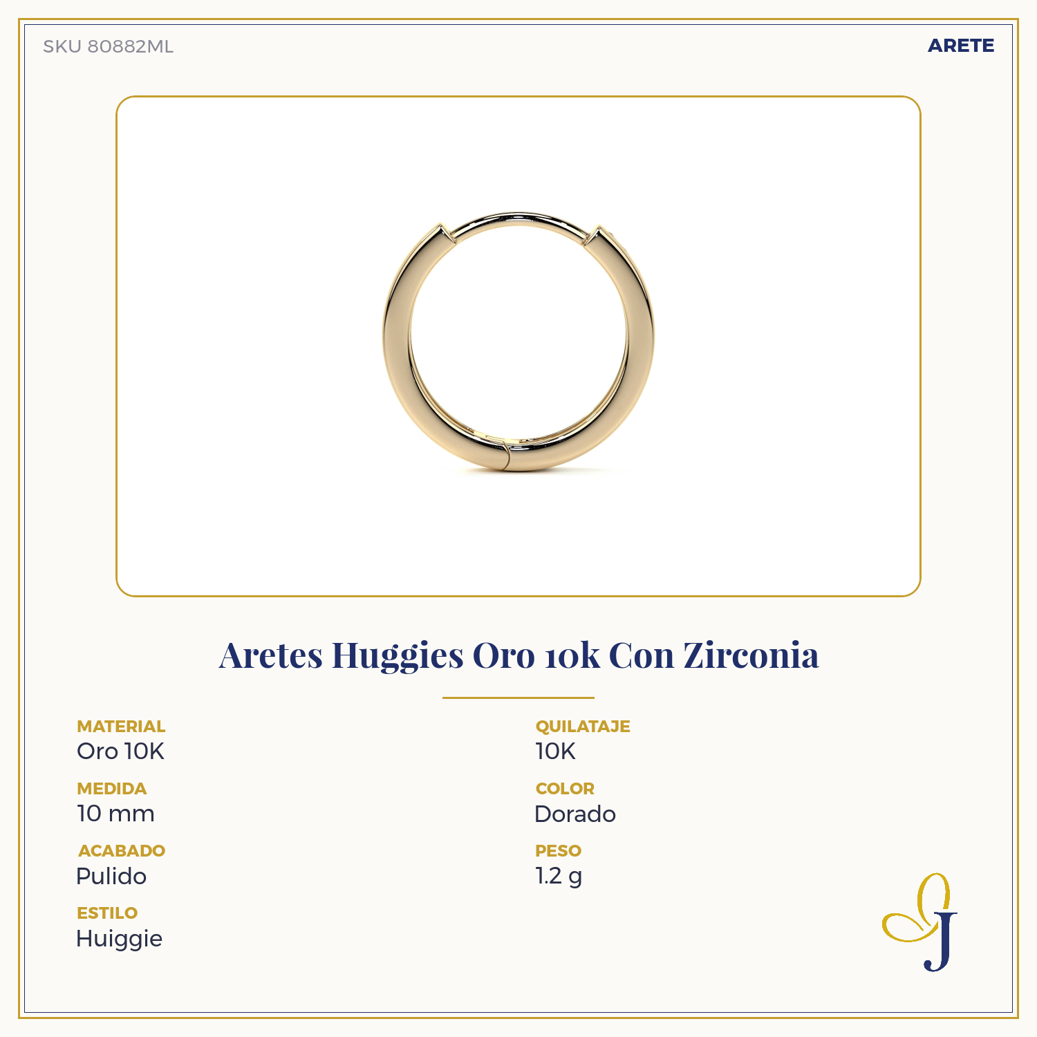 10k Gold Huggie Earrings with Zirconia