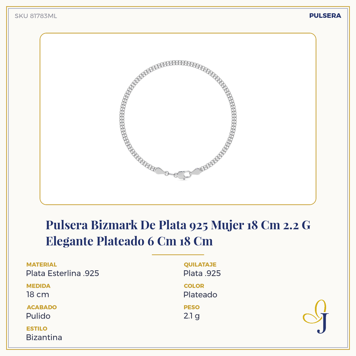 925 Silver Byzantine Bracelet 18 Cm Gauge 2.4 Mm