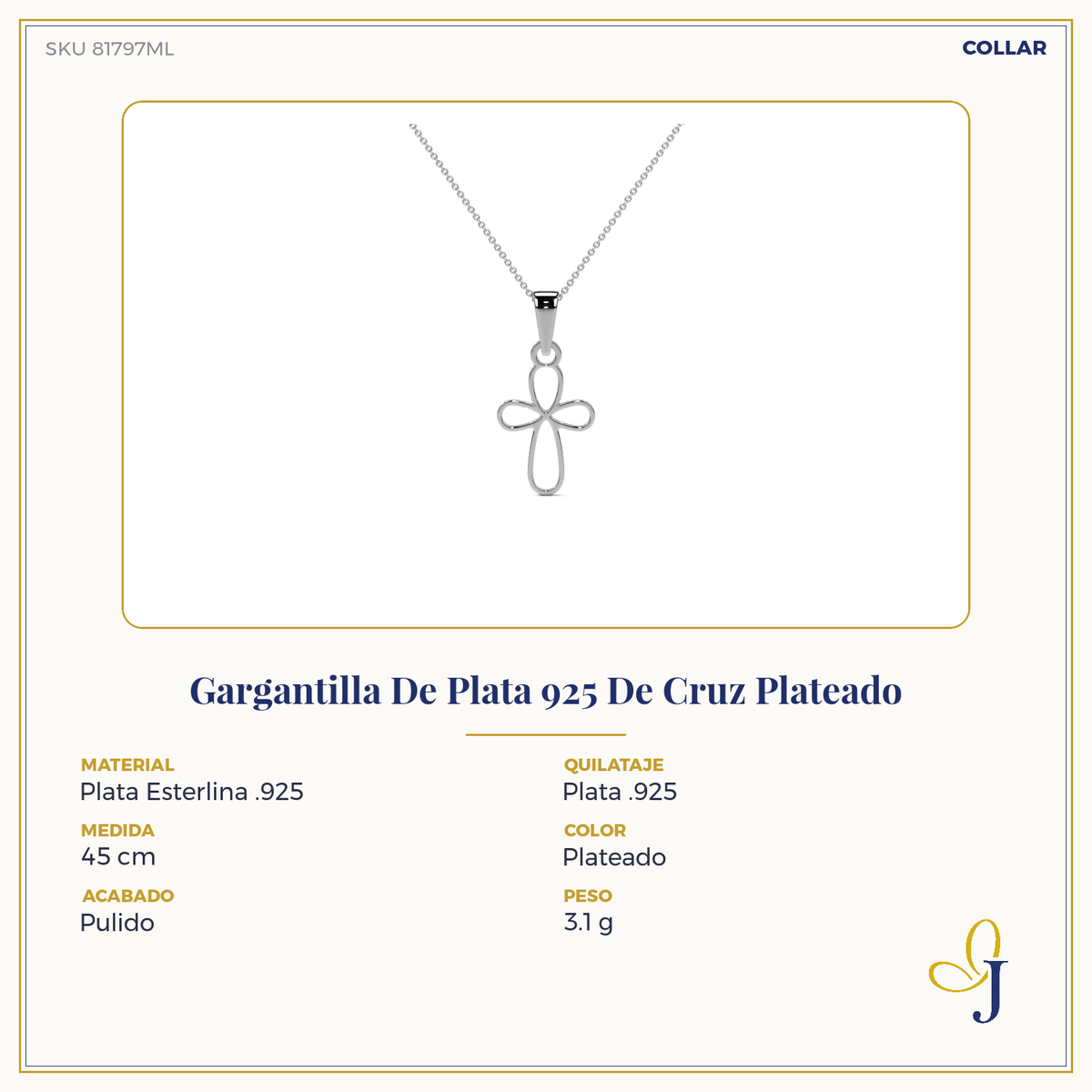 925 Sterling Silver Cross Choker