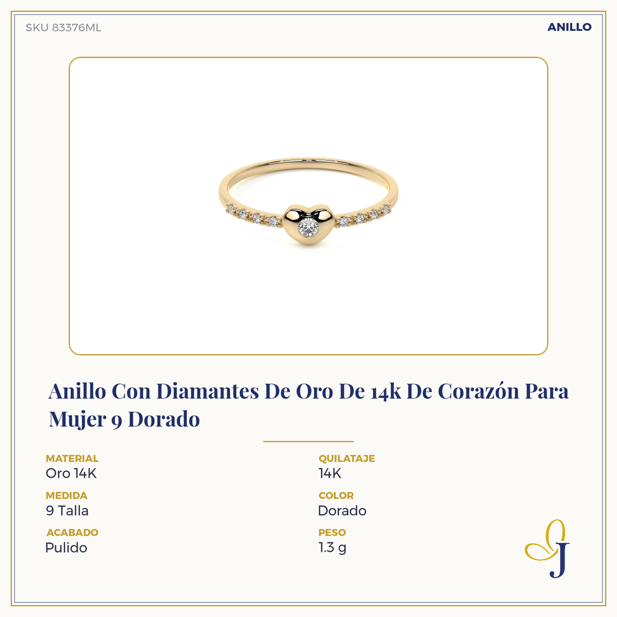 Women's 14k Gold Heart Diamond Ring