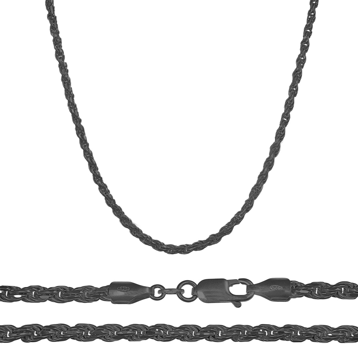 925 Sterling Silver Italian Torsal Chain 1.9mm Gauge in 4 colors (Backup)