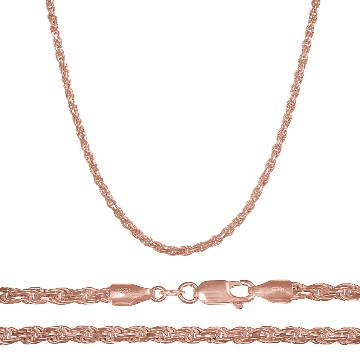 925 Sterling Silver Italian Torsal Chain 1.9mm Gauge in 4 colors (Backup)
