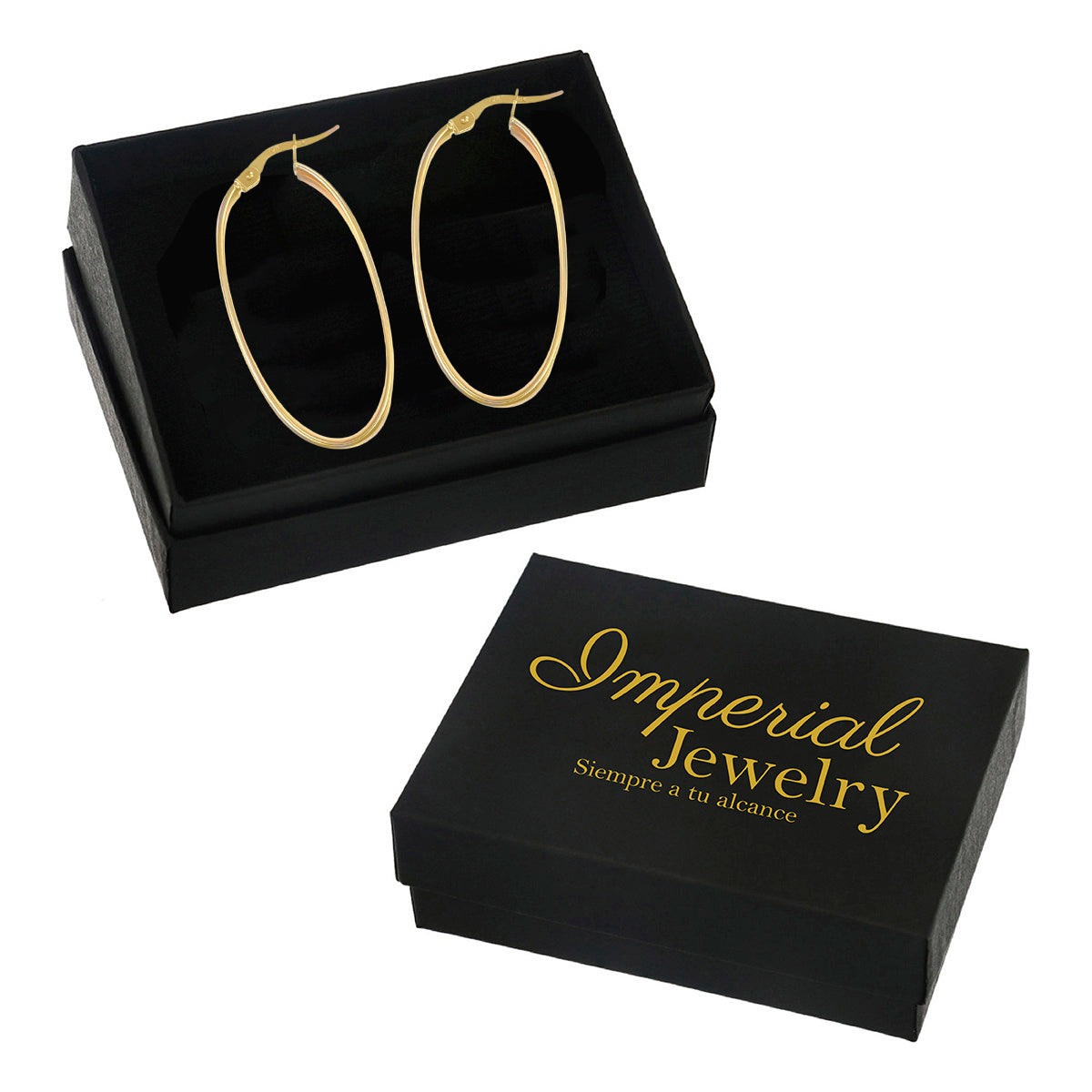 10k Gold Plain Oval Hoop Earring 37mm