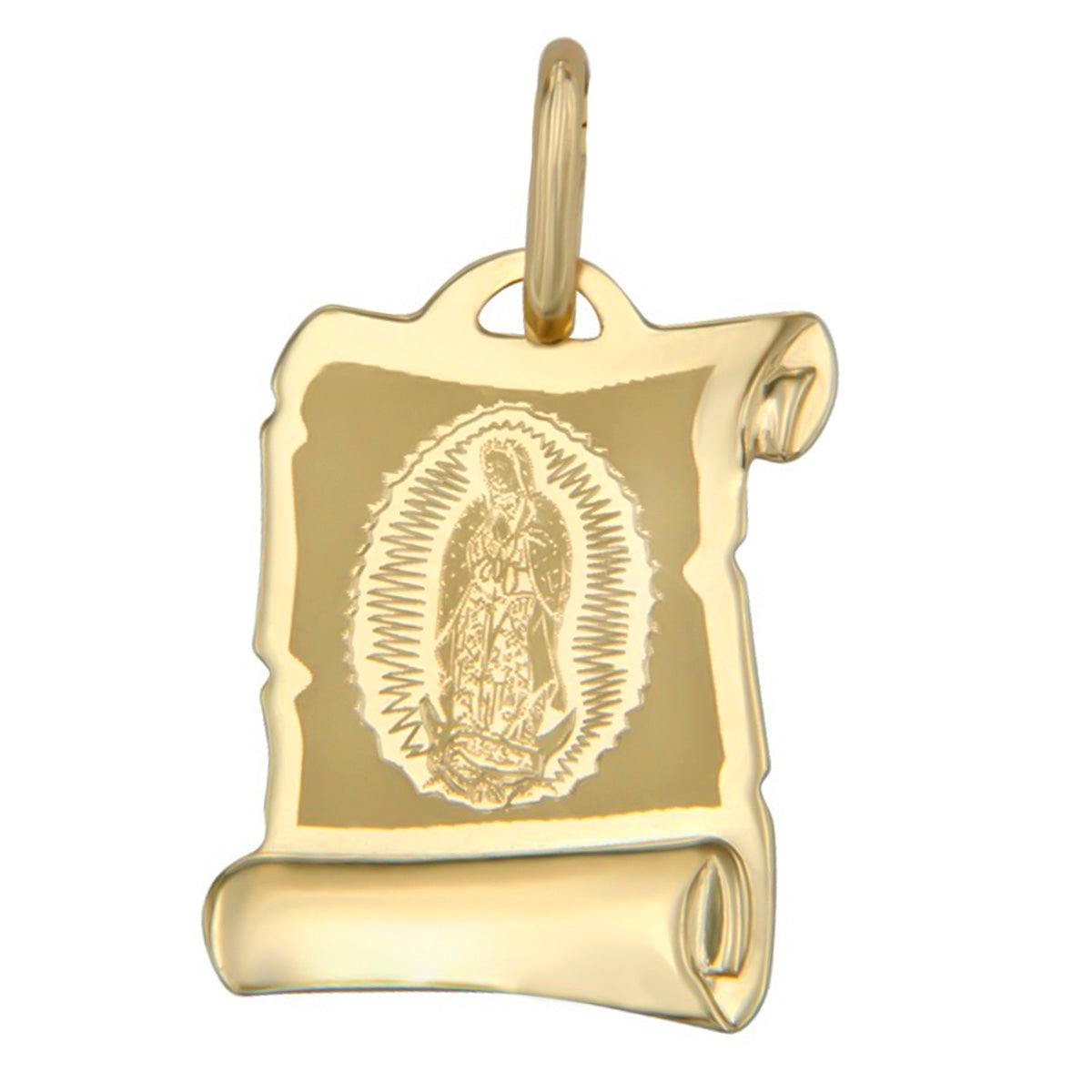 14k Gold Italian Virgin Mary Medal Gold Charm for Women