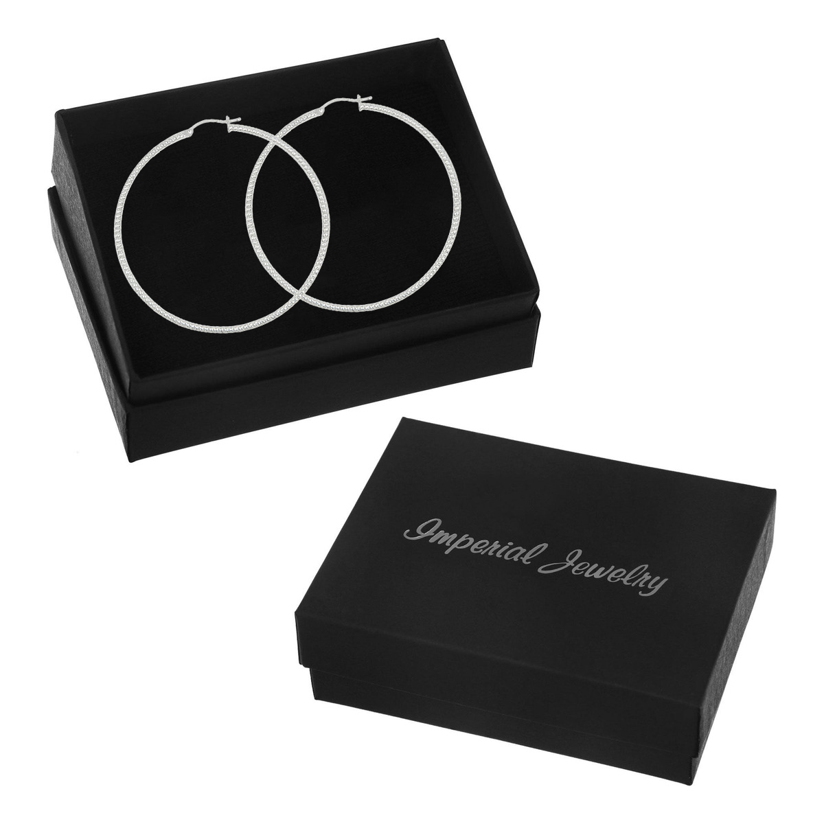 Sterling Silver 925 Diamond-Cut Hoop Earrings for Women Candy 55 mm