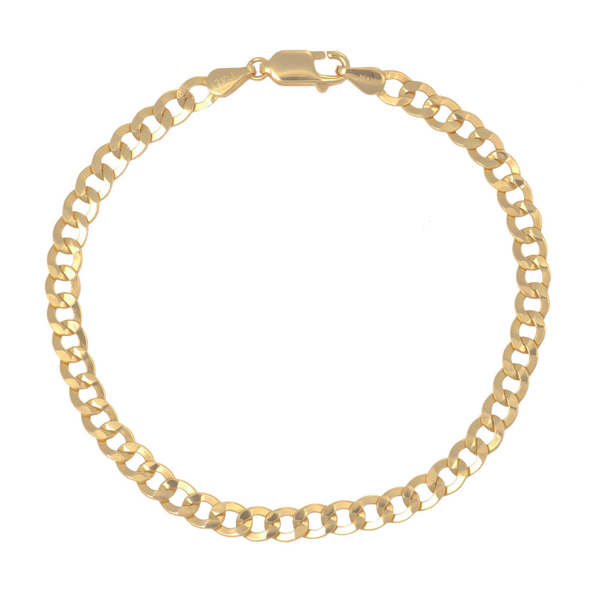 10k Hollow Italian Cuban Bracelet 4.5mm, 18.5cm