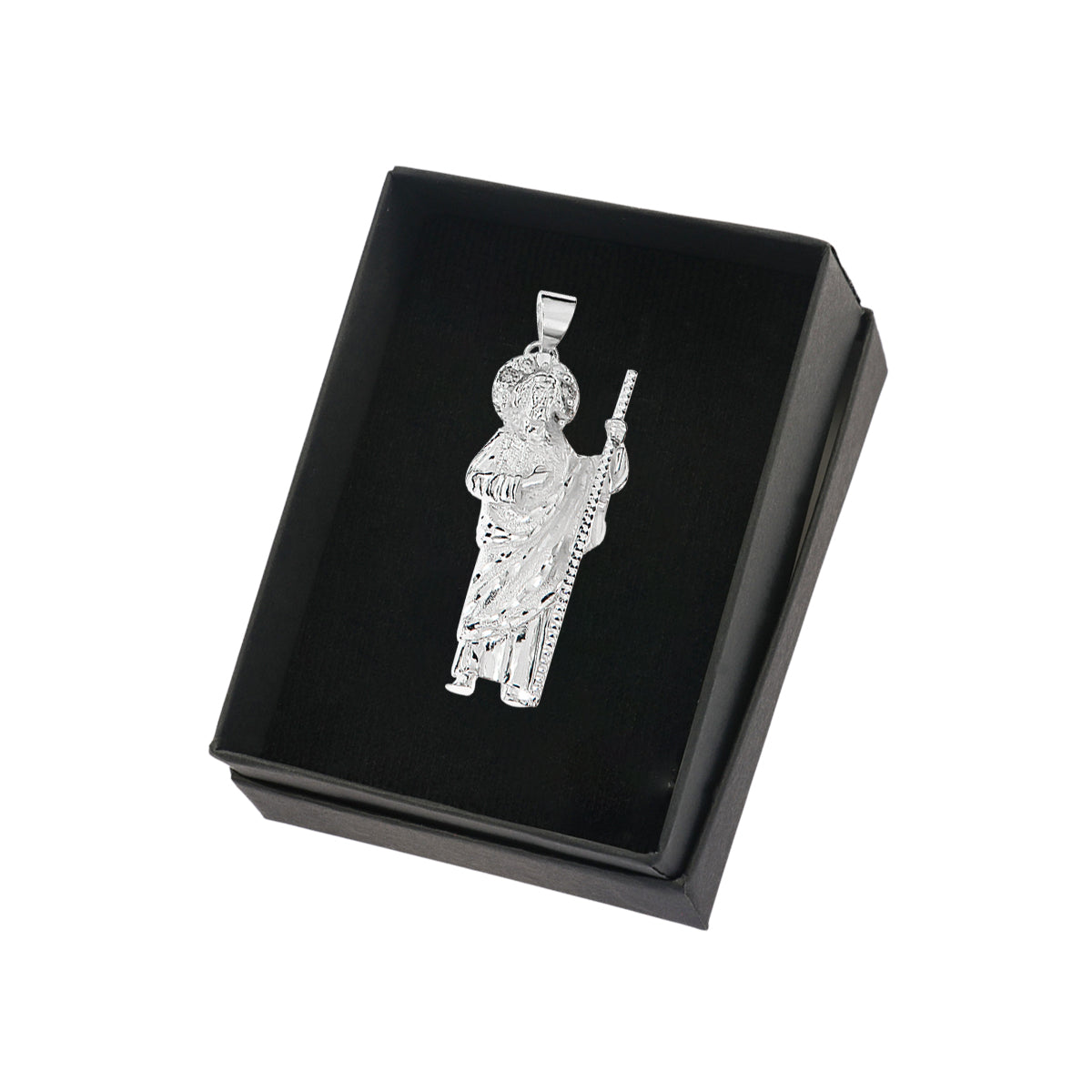 Sterling Silver St. Jude Pendant with Zirconia 5.5cm