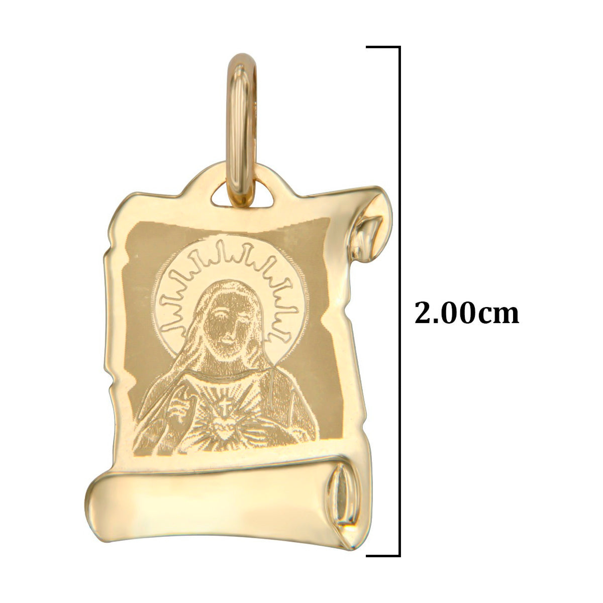 10K Gold Laser Sacred Heart of Jesus Medal