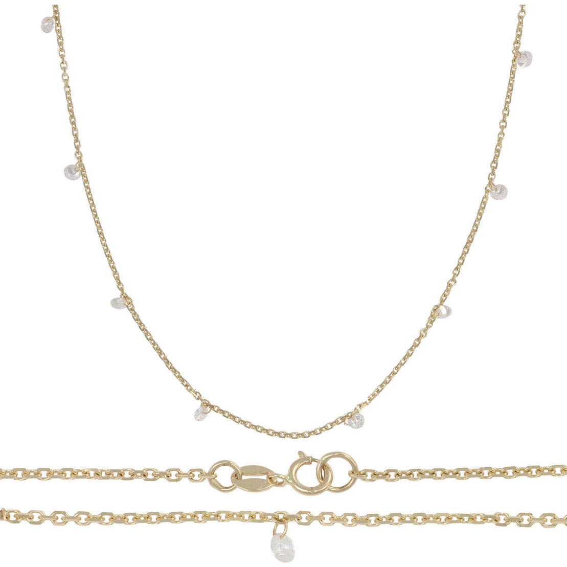 Women's 14k Gold Necklace with Stone, 45 cm, 1mm