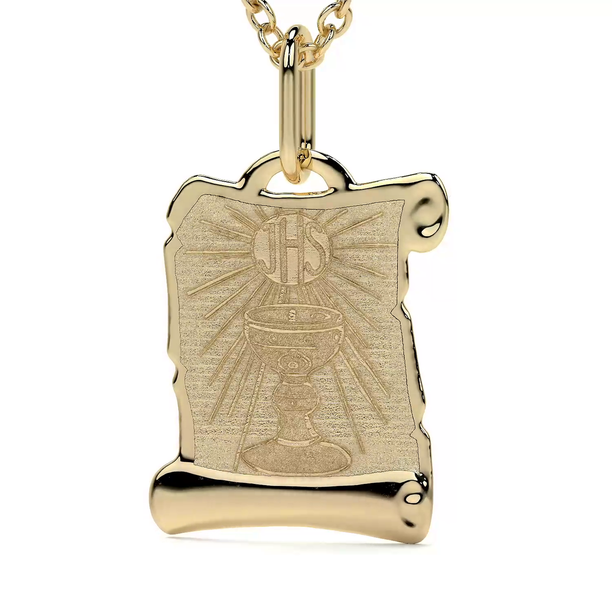 14K Gold Religious Holy Chalice Pendant | 12mm Italian Gold Pendant | Fine Jewelry