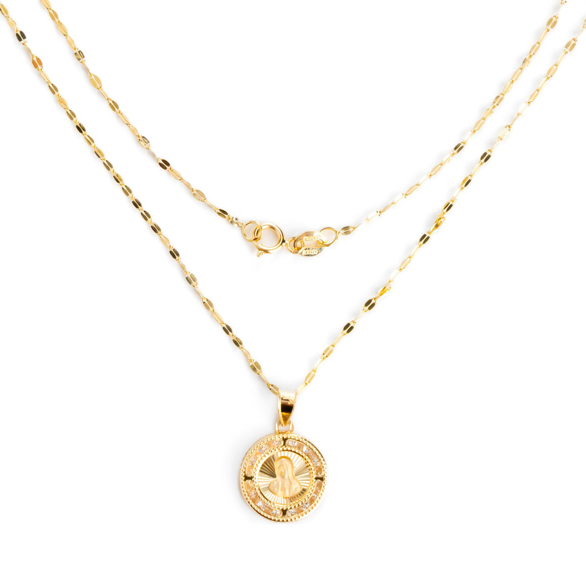 14k Gold Our Lady Of The National Face Medal Necklace