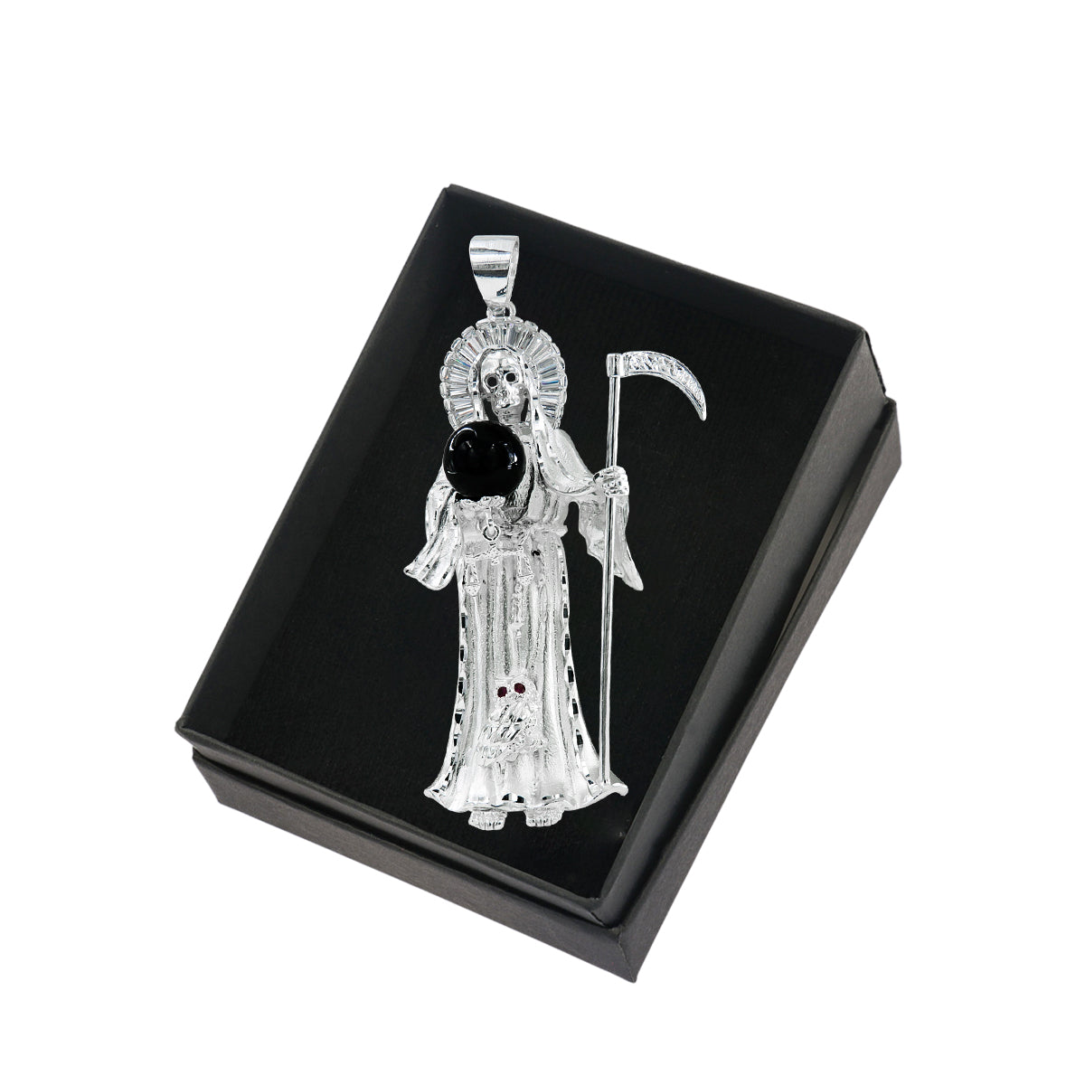 925 Silver Santa Muerte Pendant 2.7cm