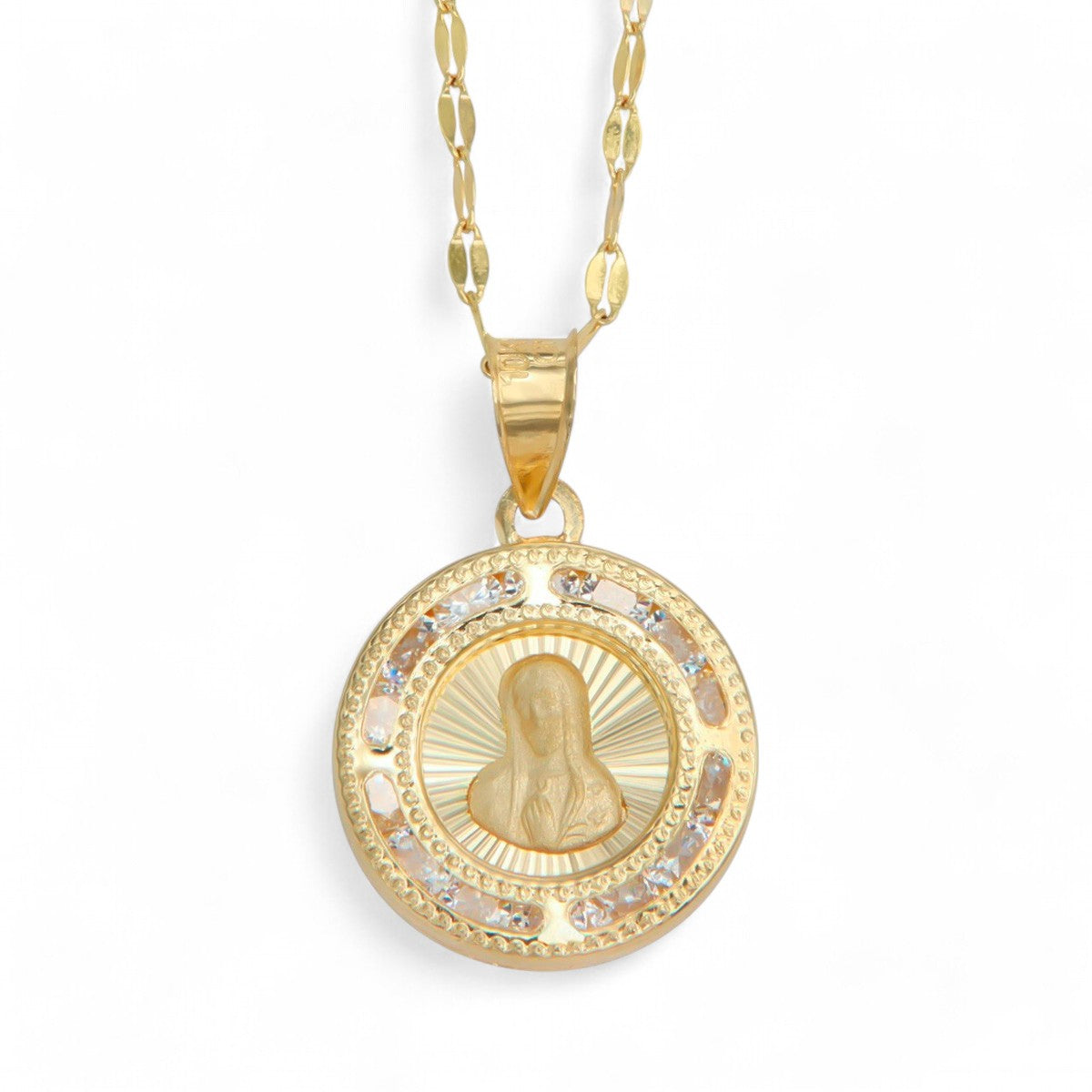 14k Gold Our Lady Of The National Face Medal Necklace