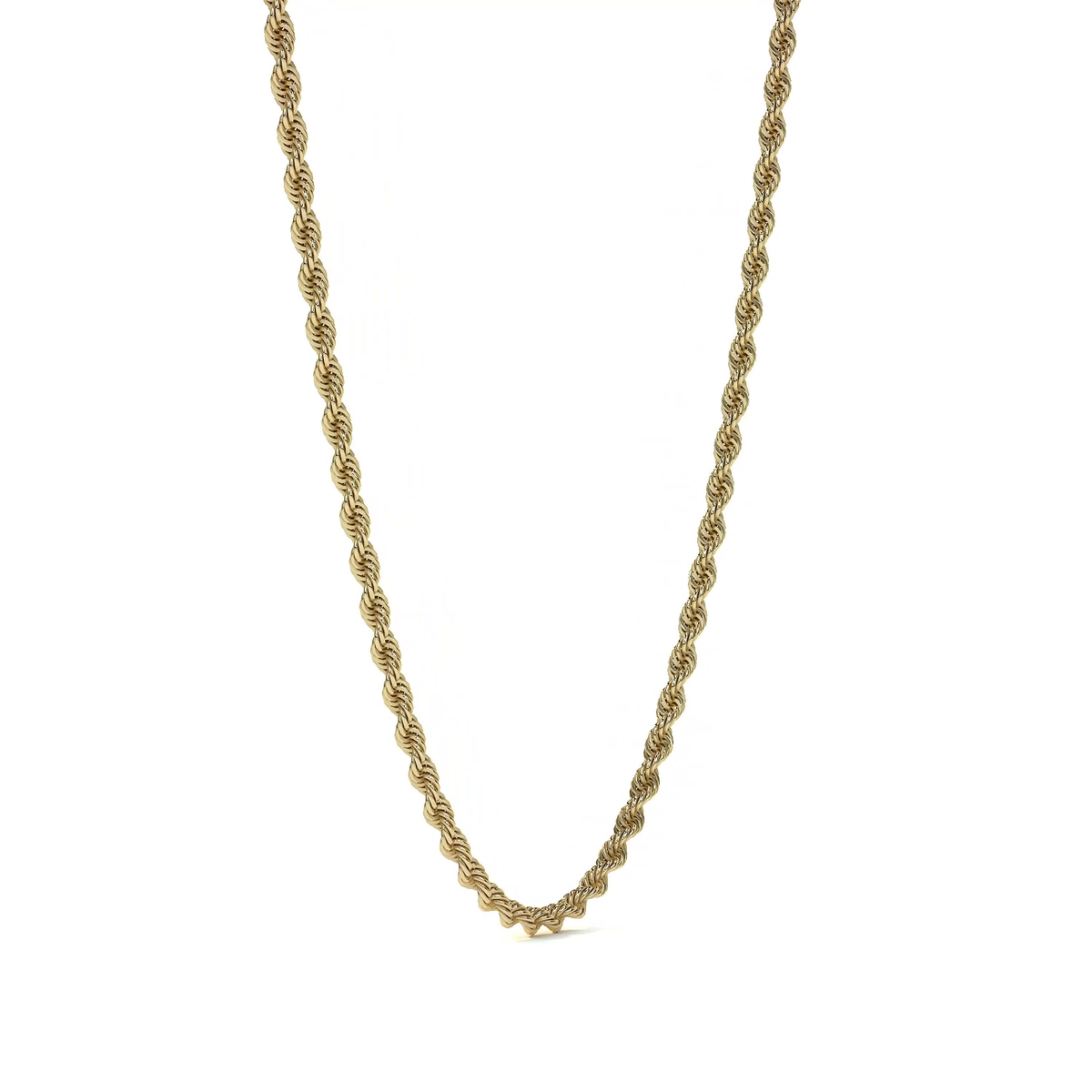 14k Italian Gold Hollow Rope Chain, 3.2mm Gauge