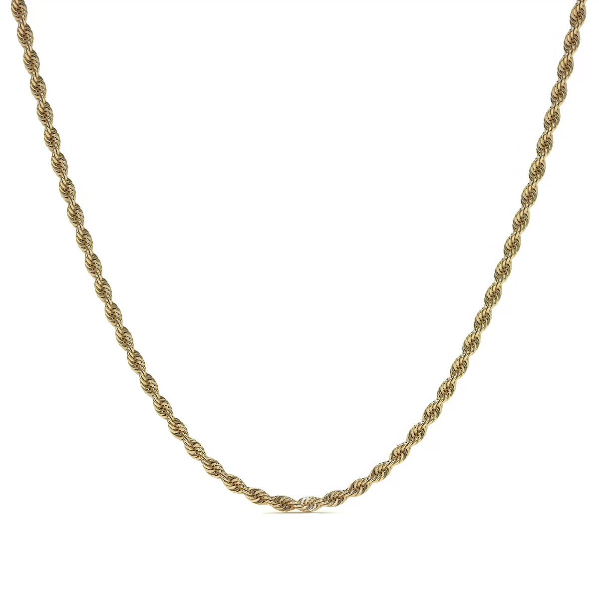 14k Italian Gold Hollow Rope Chain, 3.2mm Gauge