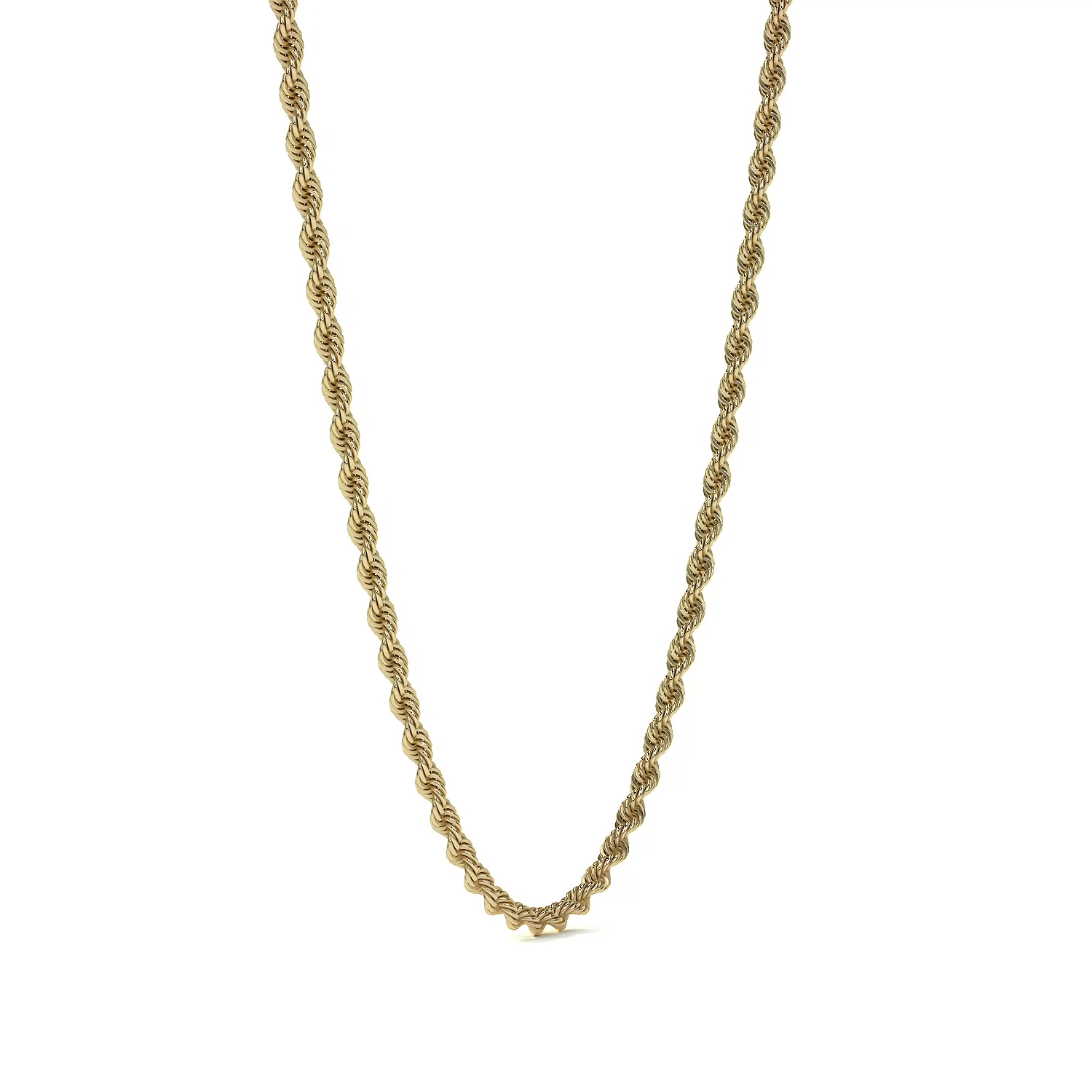 14k Italian Gold Hollow Rope Chain, 3.2mm Gauge