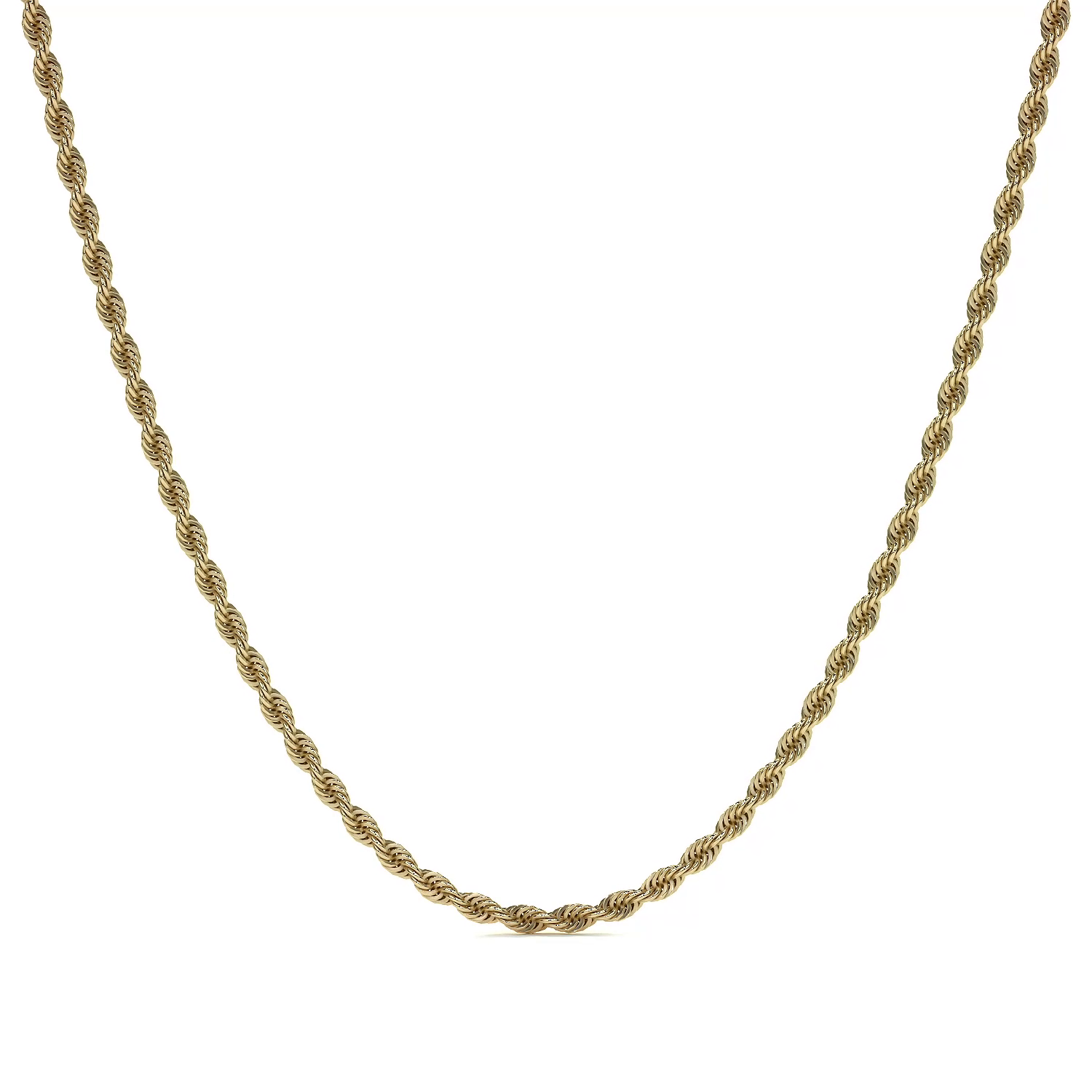 14k Italian Gold Hollow Rope Chain, 3.2mm Gauge