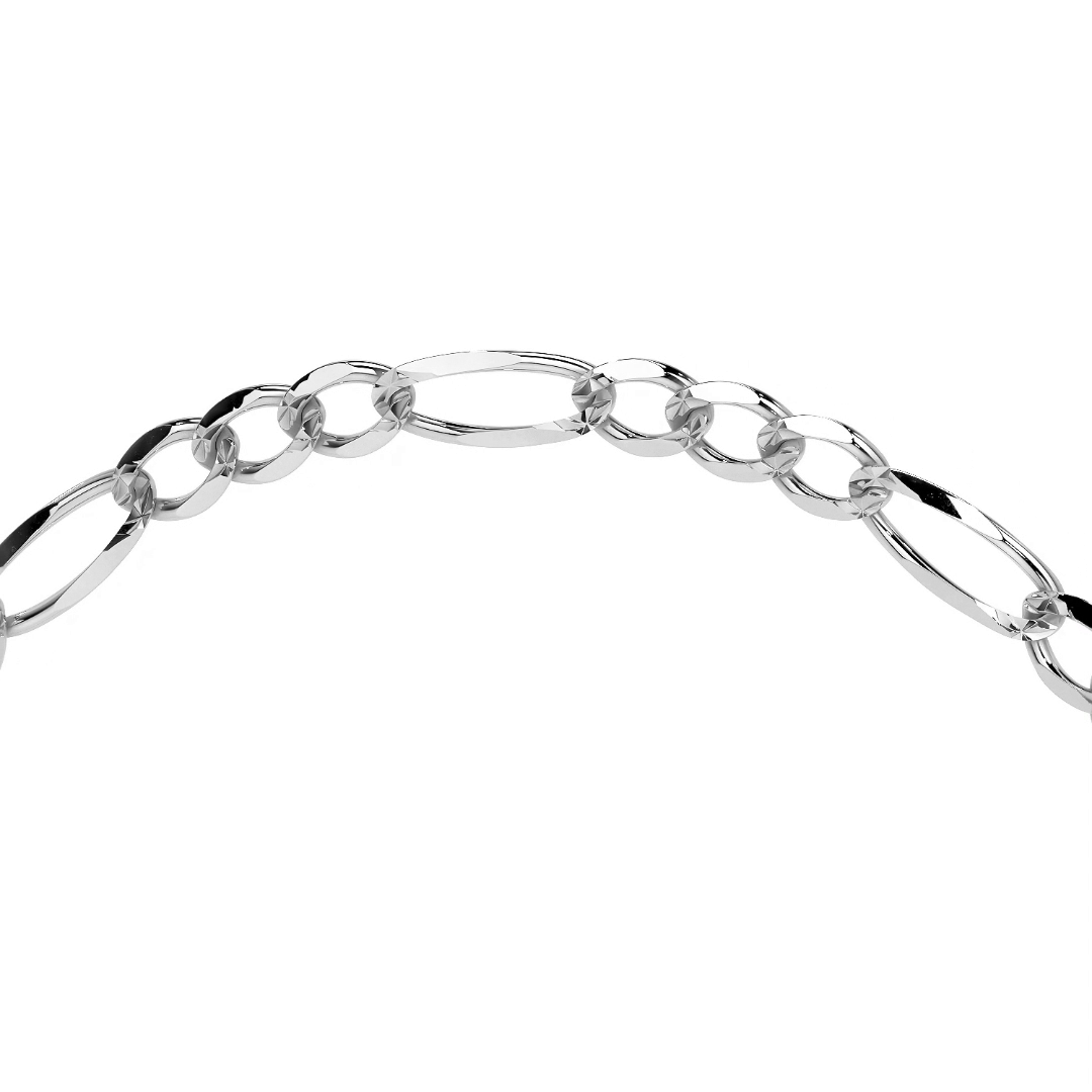 925 Sterling Silver Figaro 3+1 Bracelet, 21 cm, 2.5 mm Gauge
