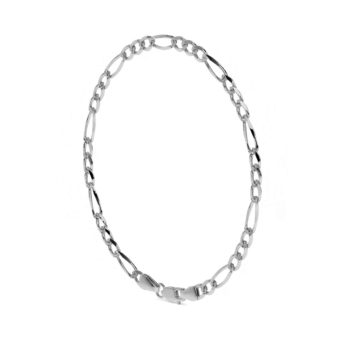 925 Sterling Silver Figaro 3+1 Bracelet, 21 cm, 2.5 mm Gauge