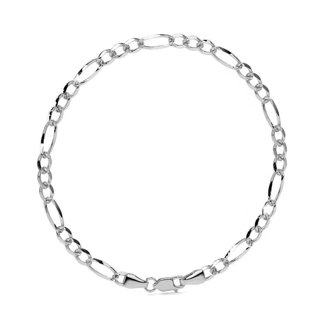 925 Sterling Silver Figaro 3+1 Bracelet, 21 cm, 2.5 mm Gauge