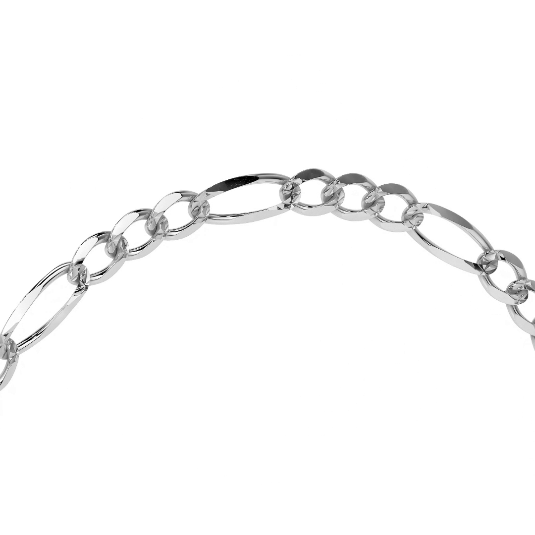 925 Sterling Silver Figaro 3+1 Bracelet, 21 cm, 2.5 mm Gauge