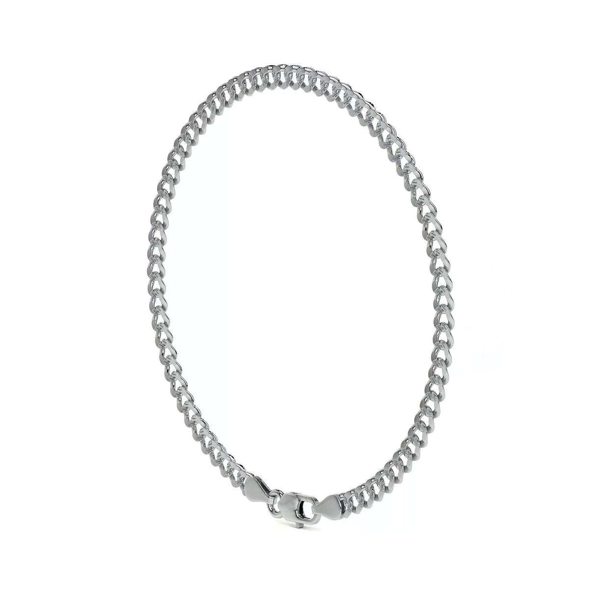 925 Sterling Silver Barb Chain Bracelet 18cm, 3.2mm Gauge, Italian