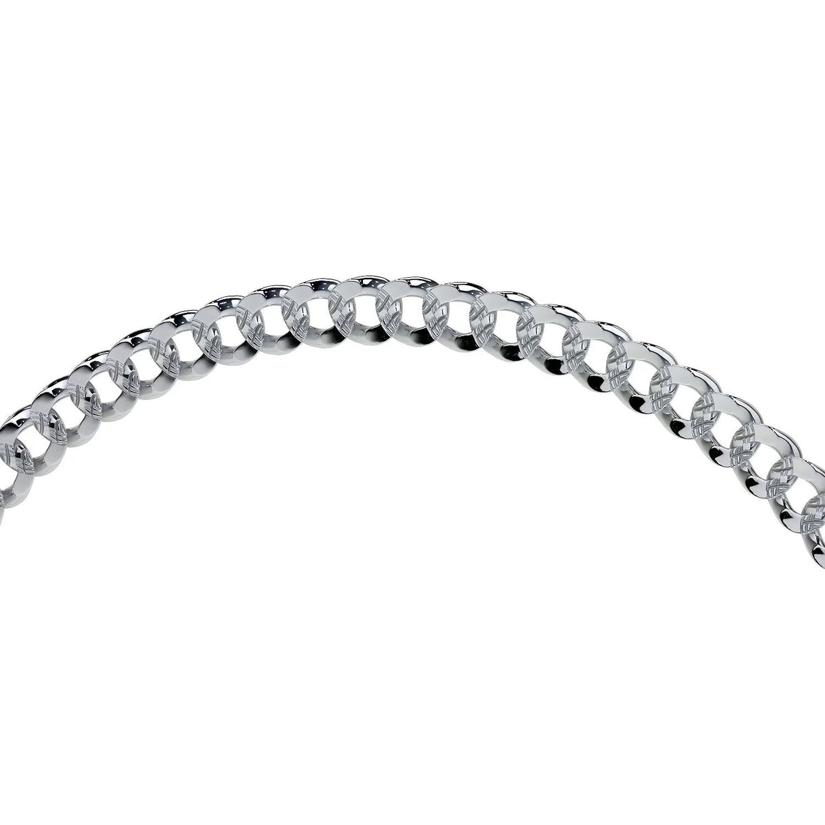 Italian Sterling Silver 925 Curb Chain Bracelet, 21cm, 4.1mm