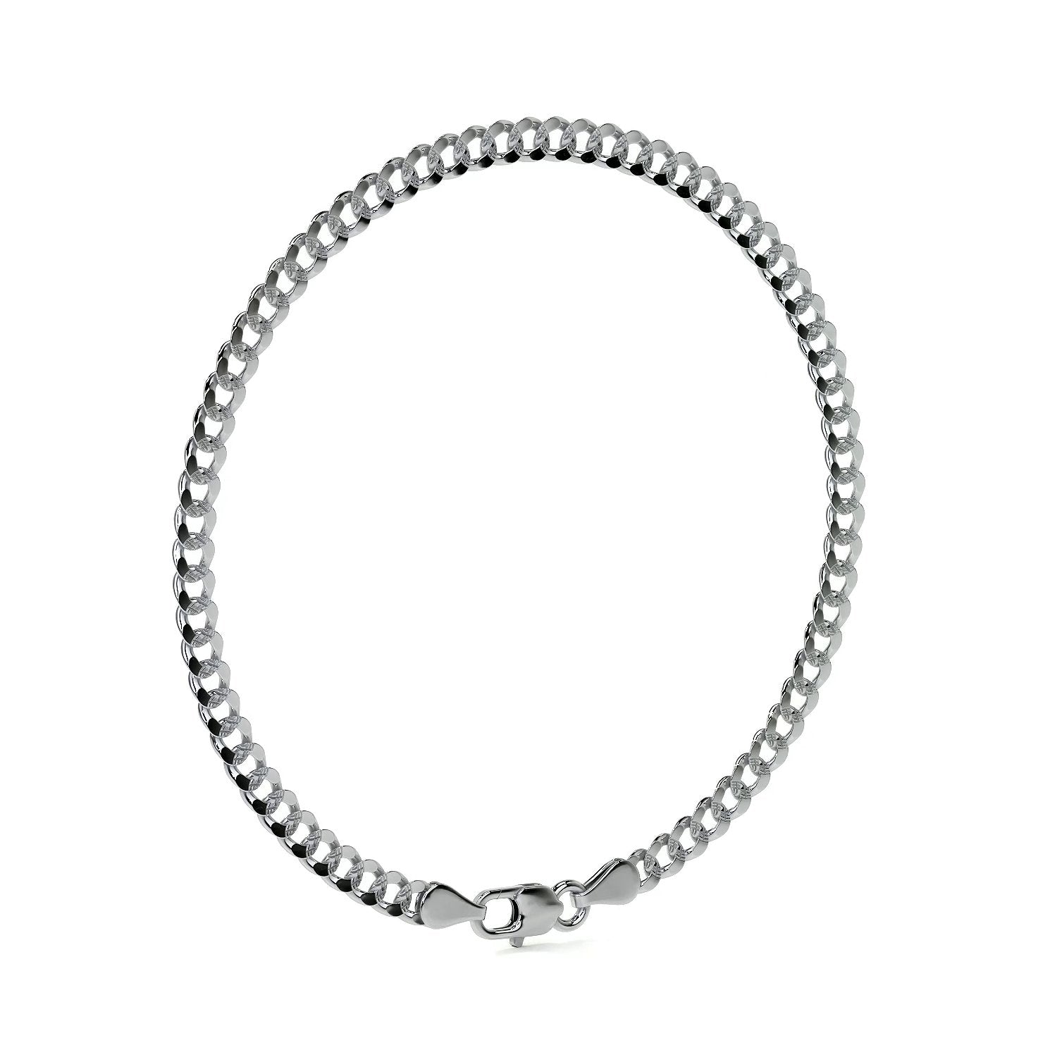 Italian Sterling Silver 925 Curb Chain Bracelet, 21cm, 4.1mm