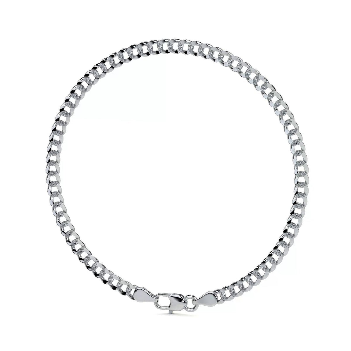 925 Sterling Silver Barb Chain Bracelet 18cm, 3.2mm Gauge, Italian
