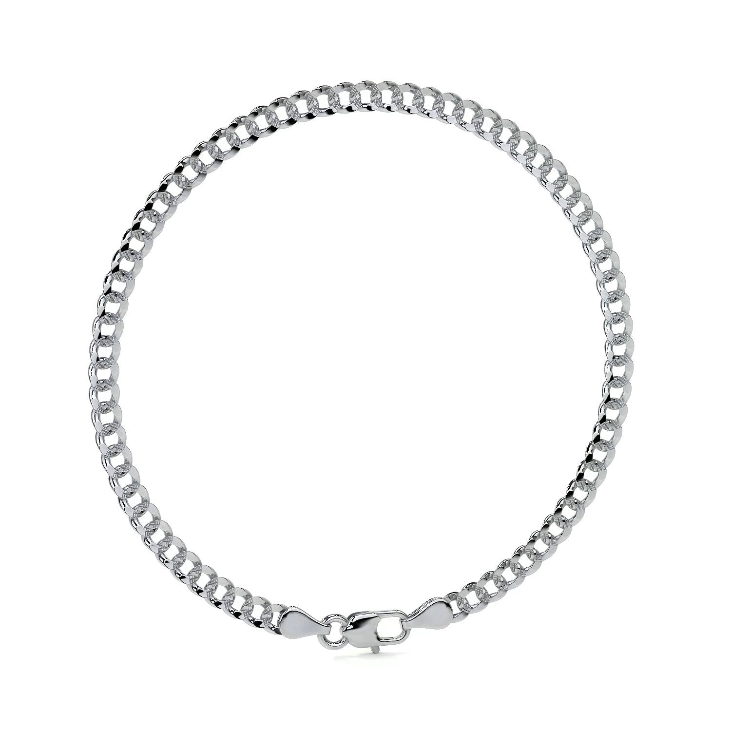 Italian Sterling Silver 925 Curb Chain Bracelet, 21cm, 4.1mm
