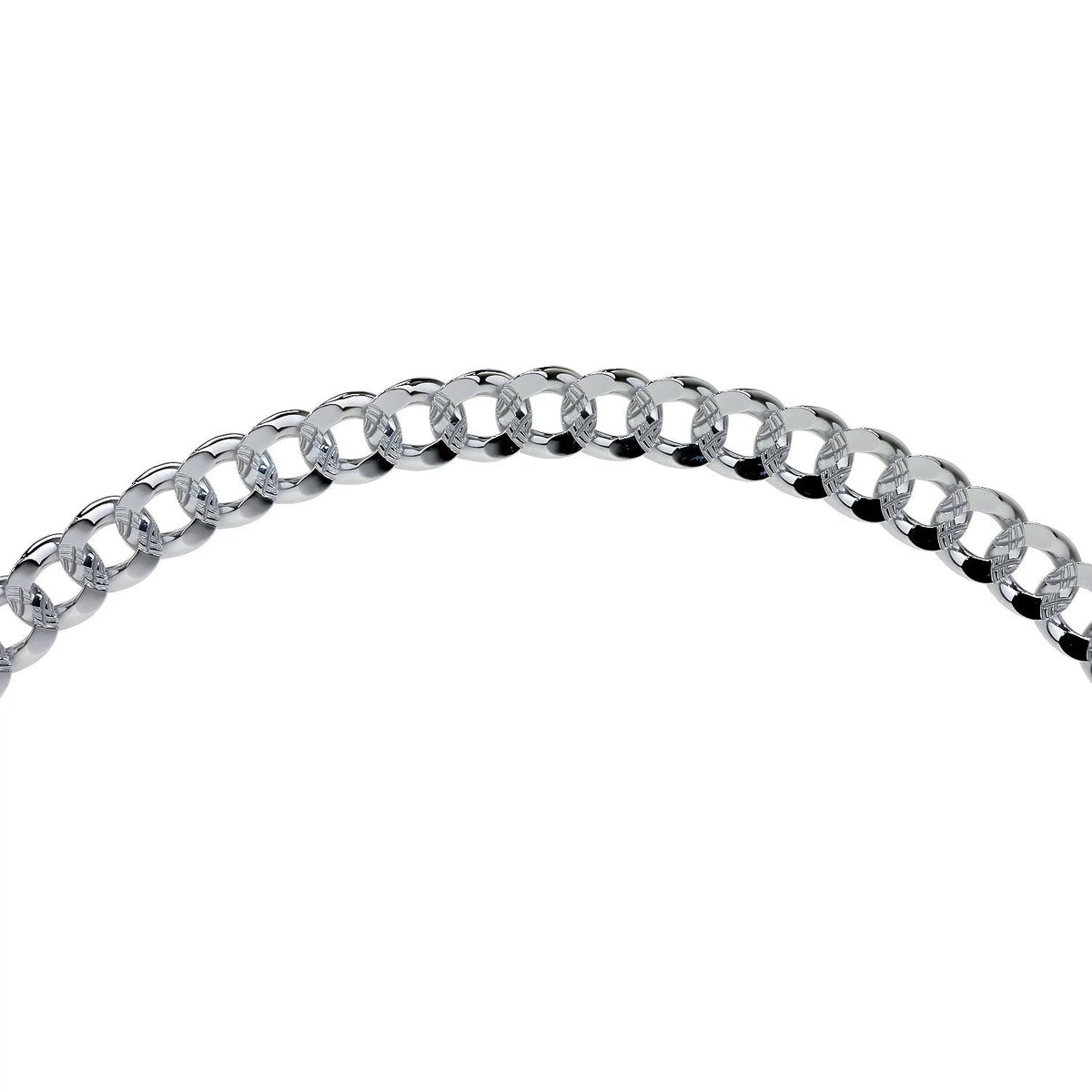 Italian Sterling Silver 925 Curb Chain Bracelet, 21cm, 4.1mm
