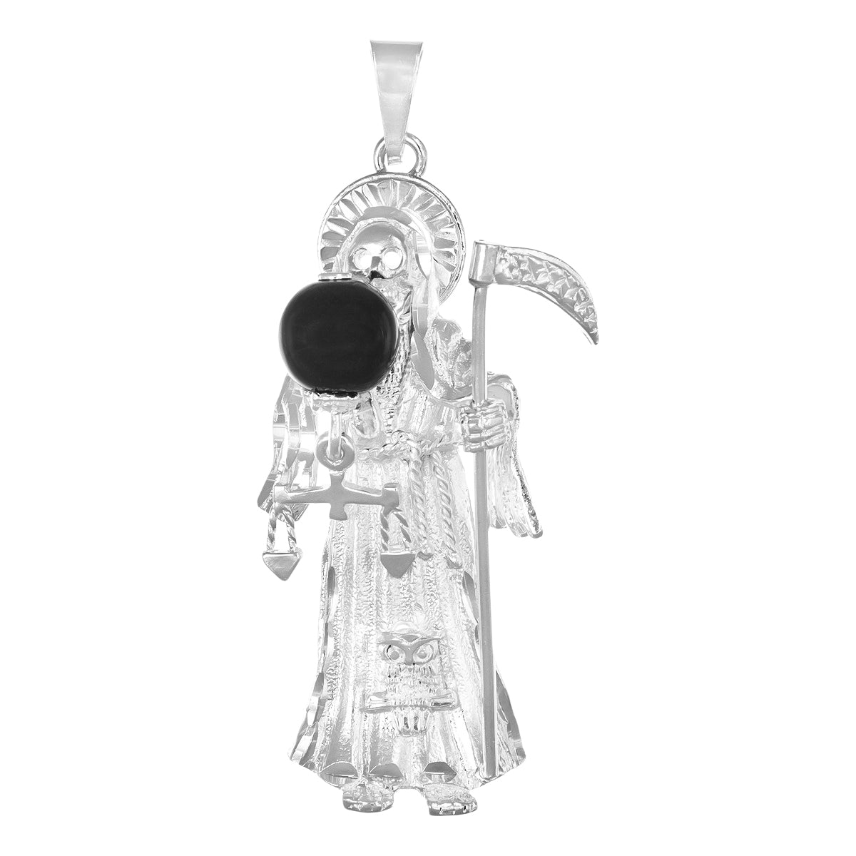 925 Silver Santa Muerte Pendant 2.7cm