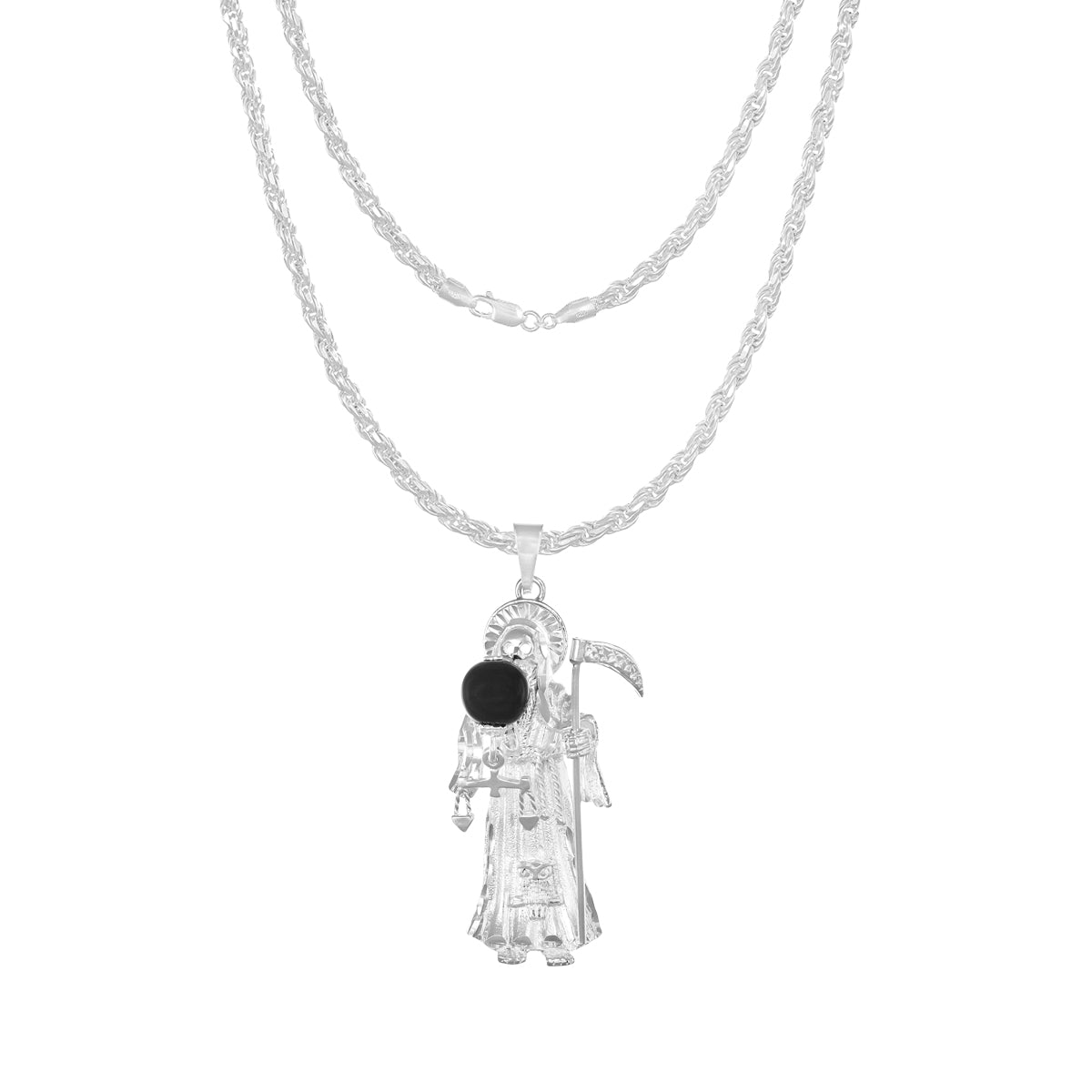 925 Silver Chain Holy Death Pendant Men's Necklace