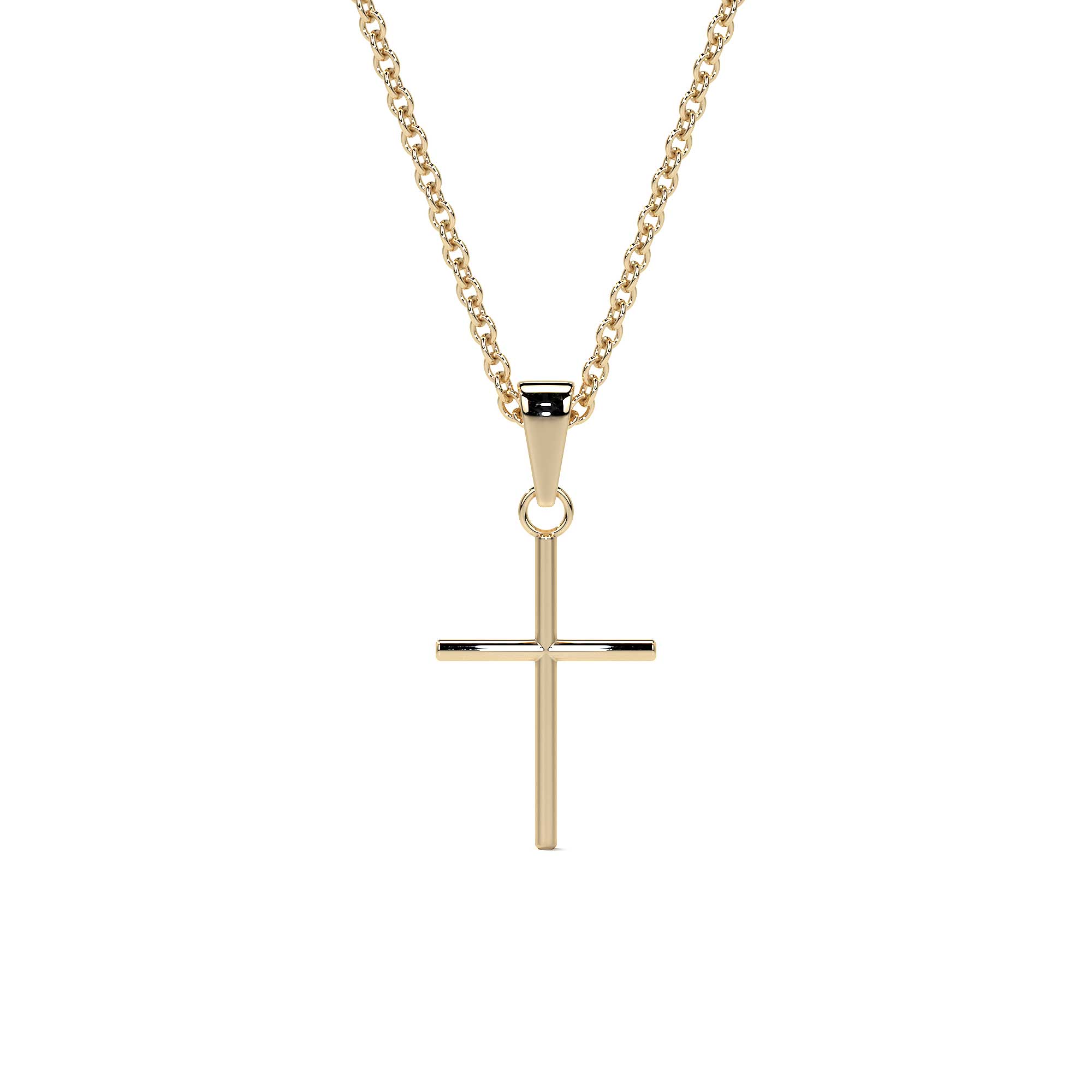 14k Gold Tube Cross Pendant