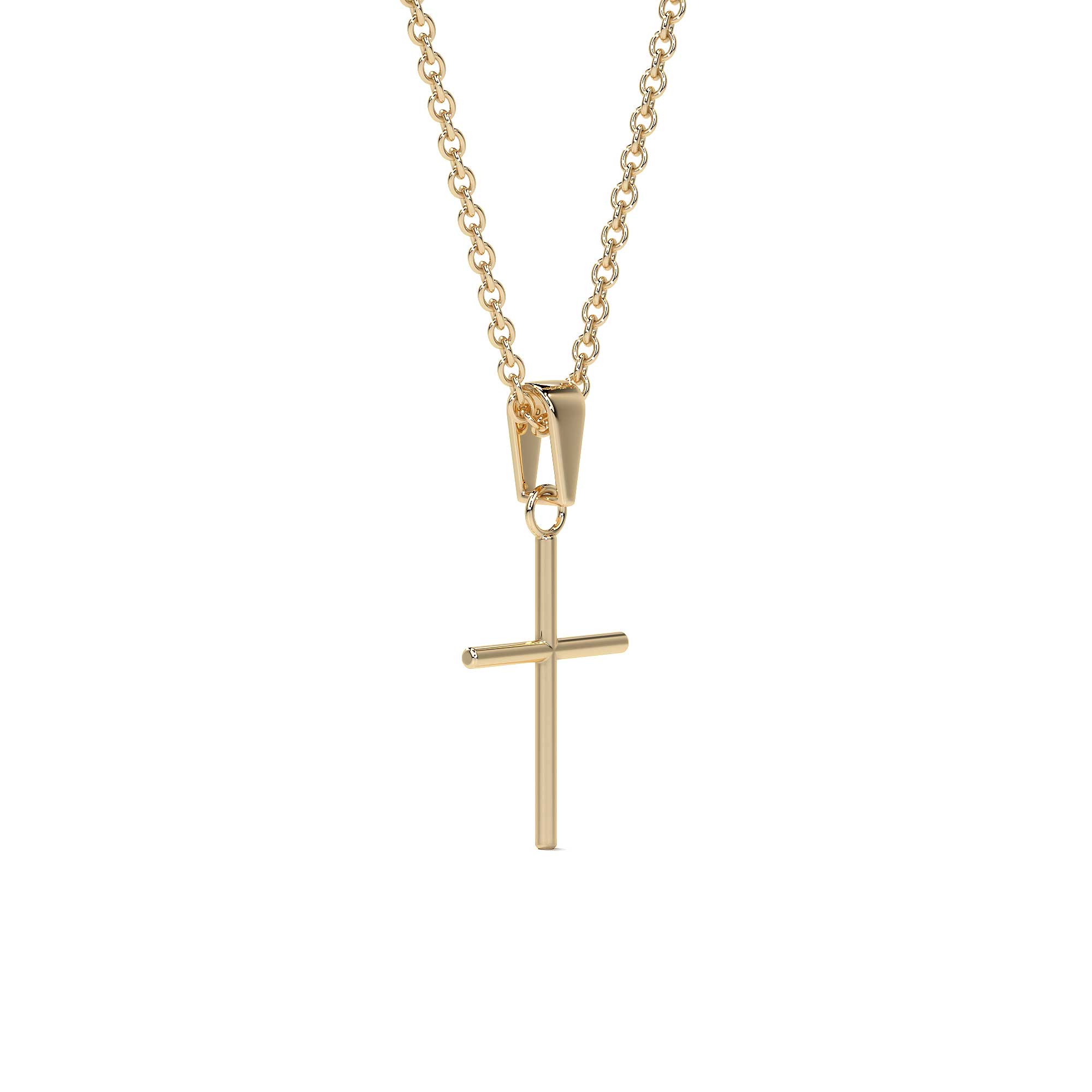 14k Gold Tube Cross Pendant
