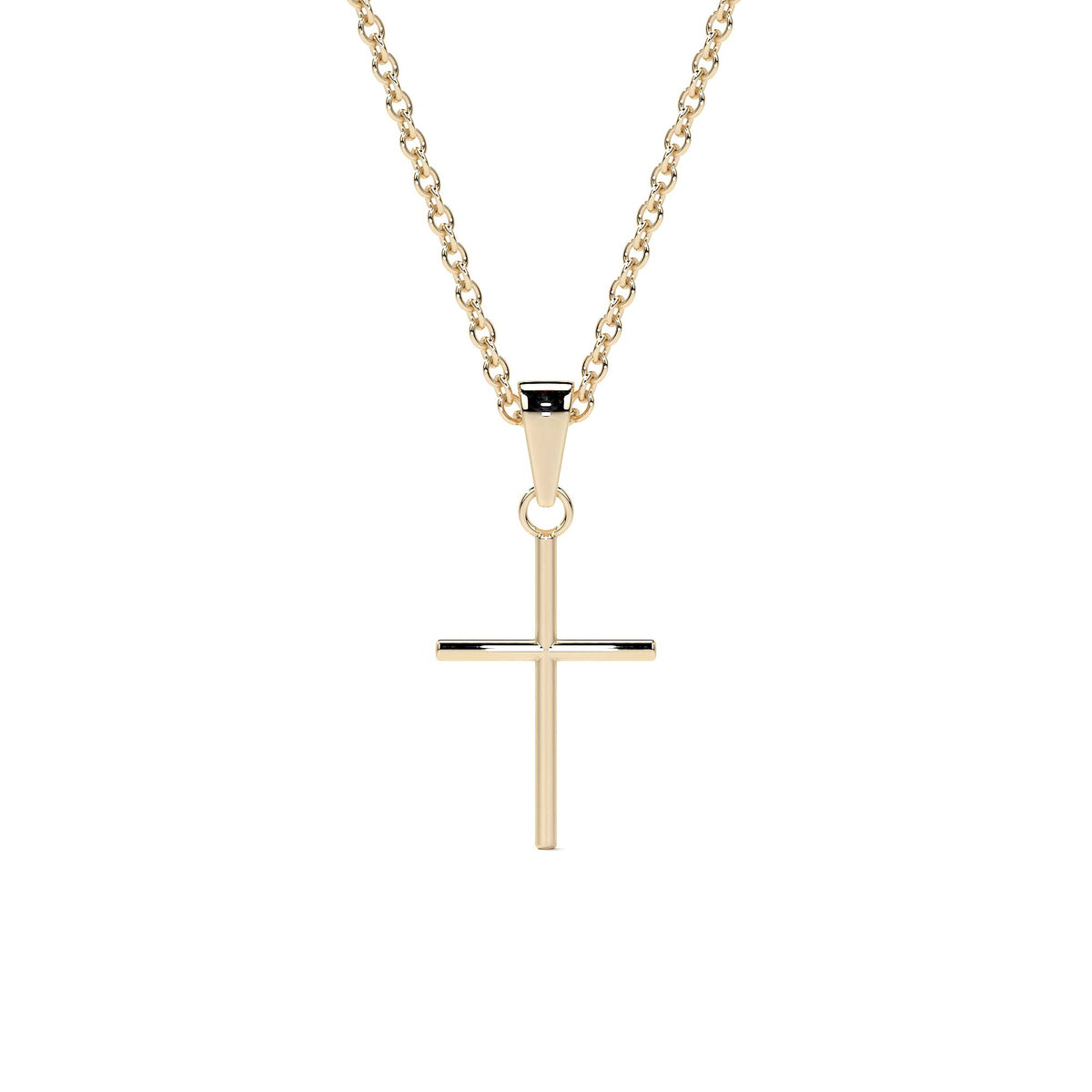 14k Gold Tube Cross Pendant