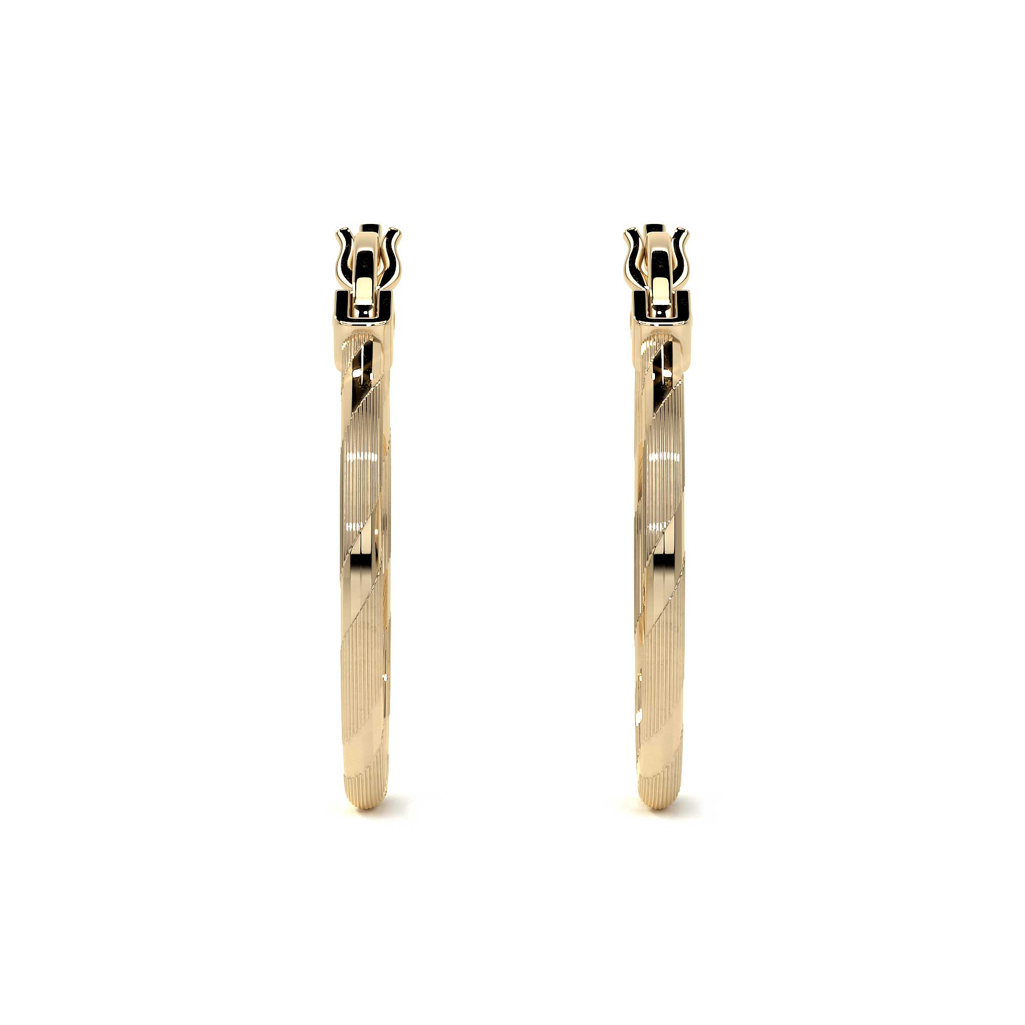 Diamond-Cut Rope Blue Gold Hoop Earring