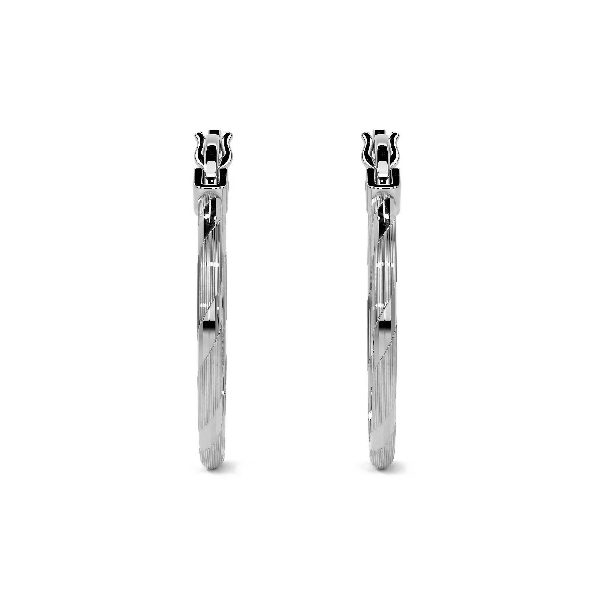 925 Silver Diamond-Cut Hoop Earrings for Women 12mm Blue Cord