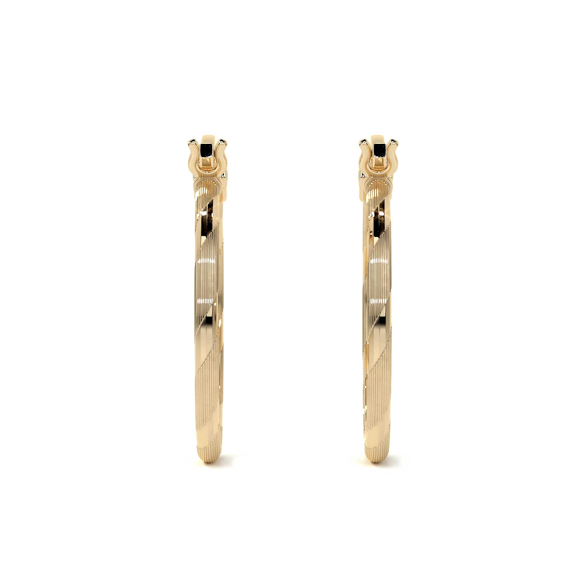 Diamond-Cut Rope Blue Gold Hoop Earring