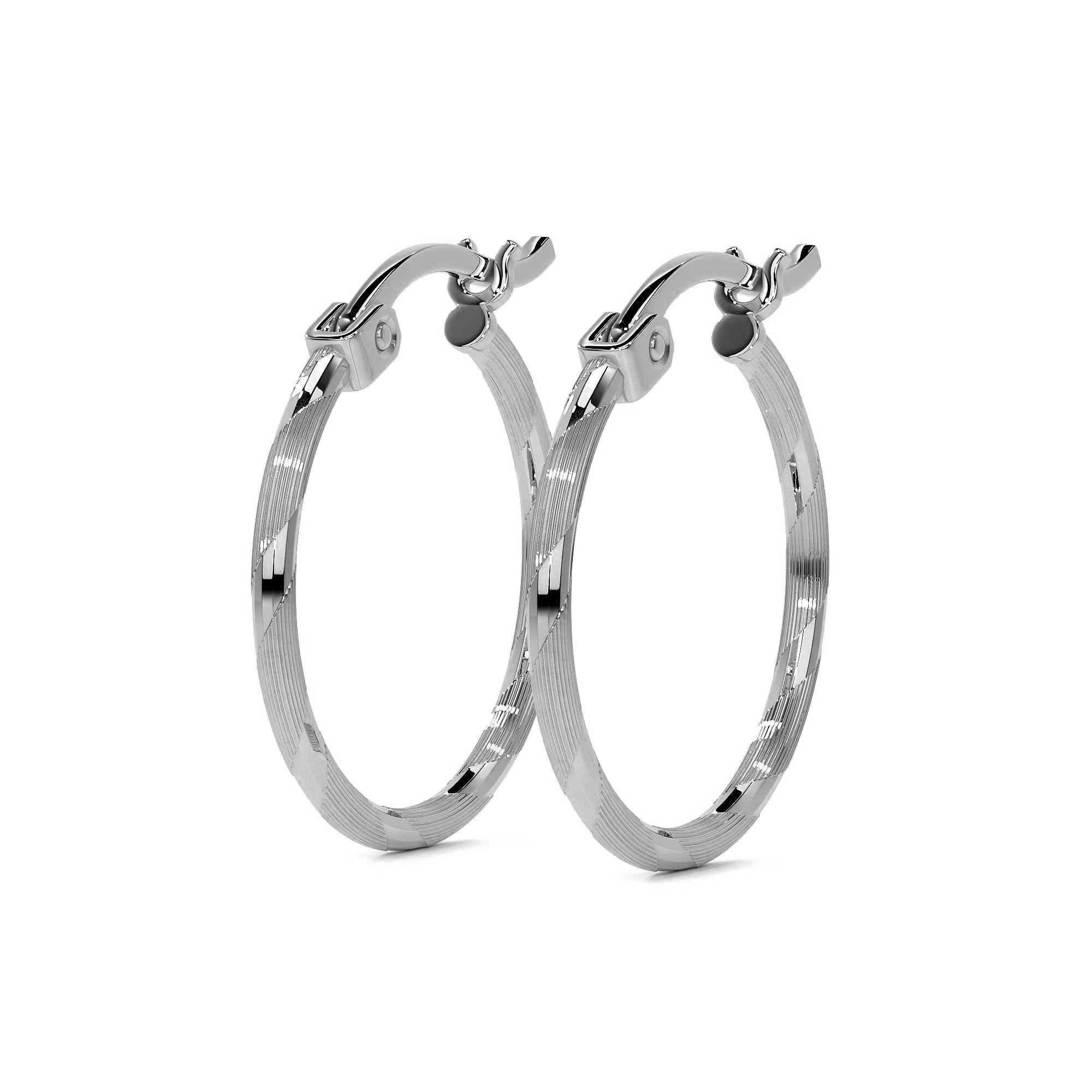 925 Silver Diamond-Cut Hoop Earrings for Women 12mm Blue Cord